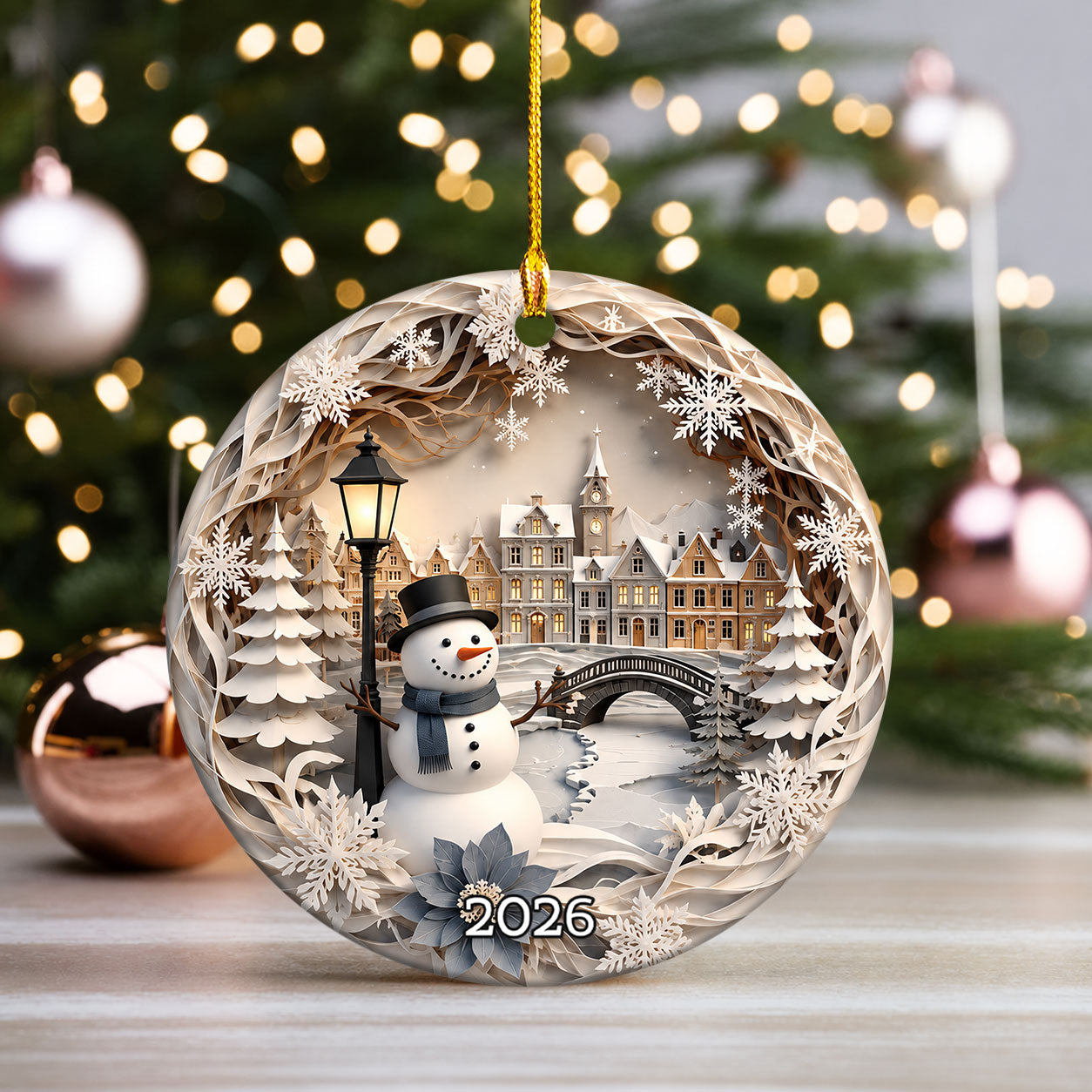 Snowman Christmas Ornament 2026, Winter Village Ornament, Christmas Tree Decoration