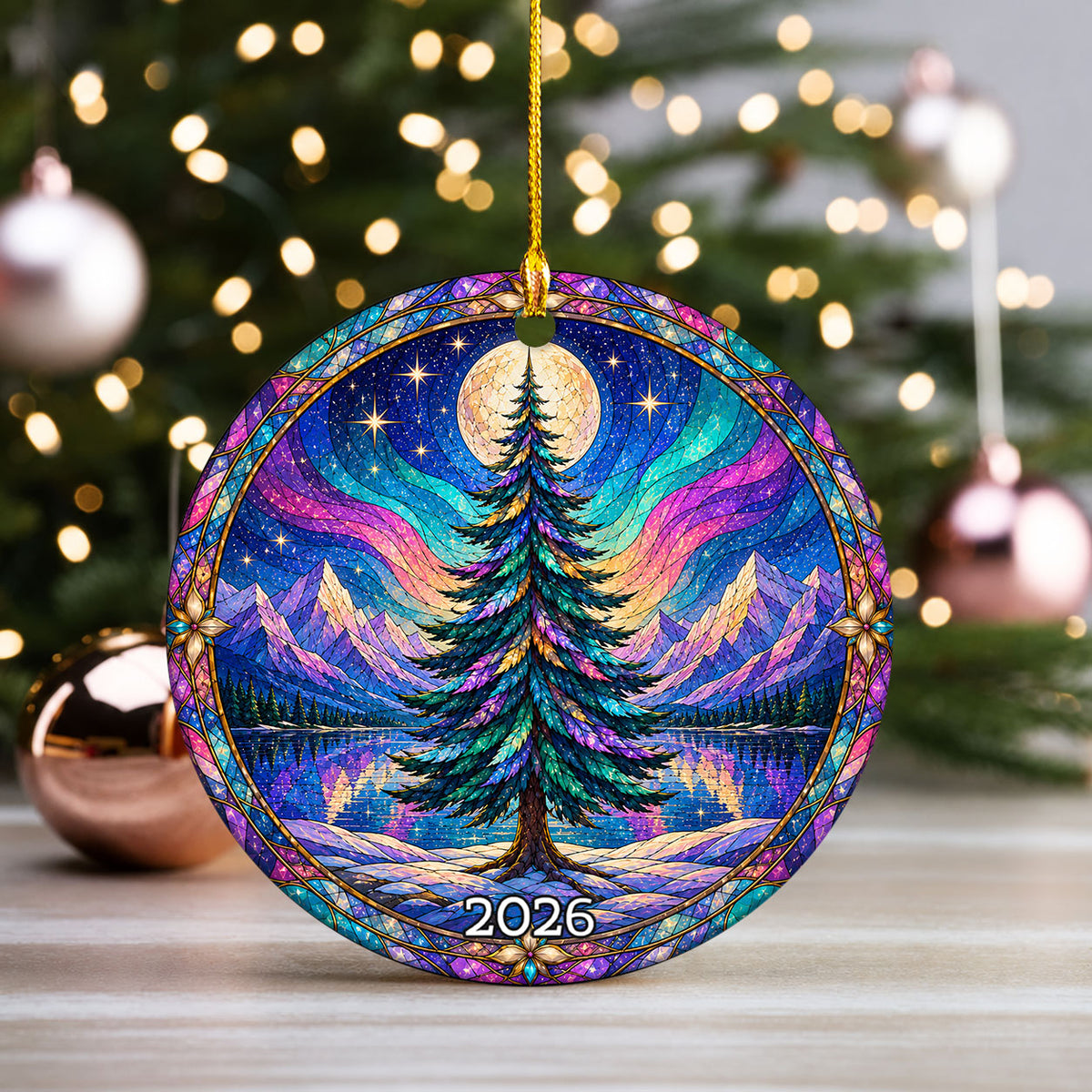 Aurora Borealis Christmas Ornament 2026, Christmas Tree Ornament, Winter Landscape Decoration