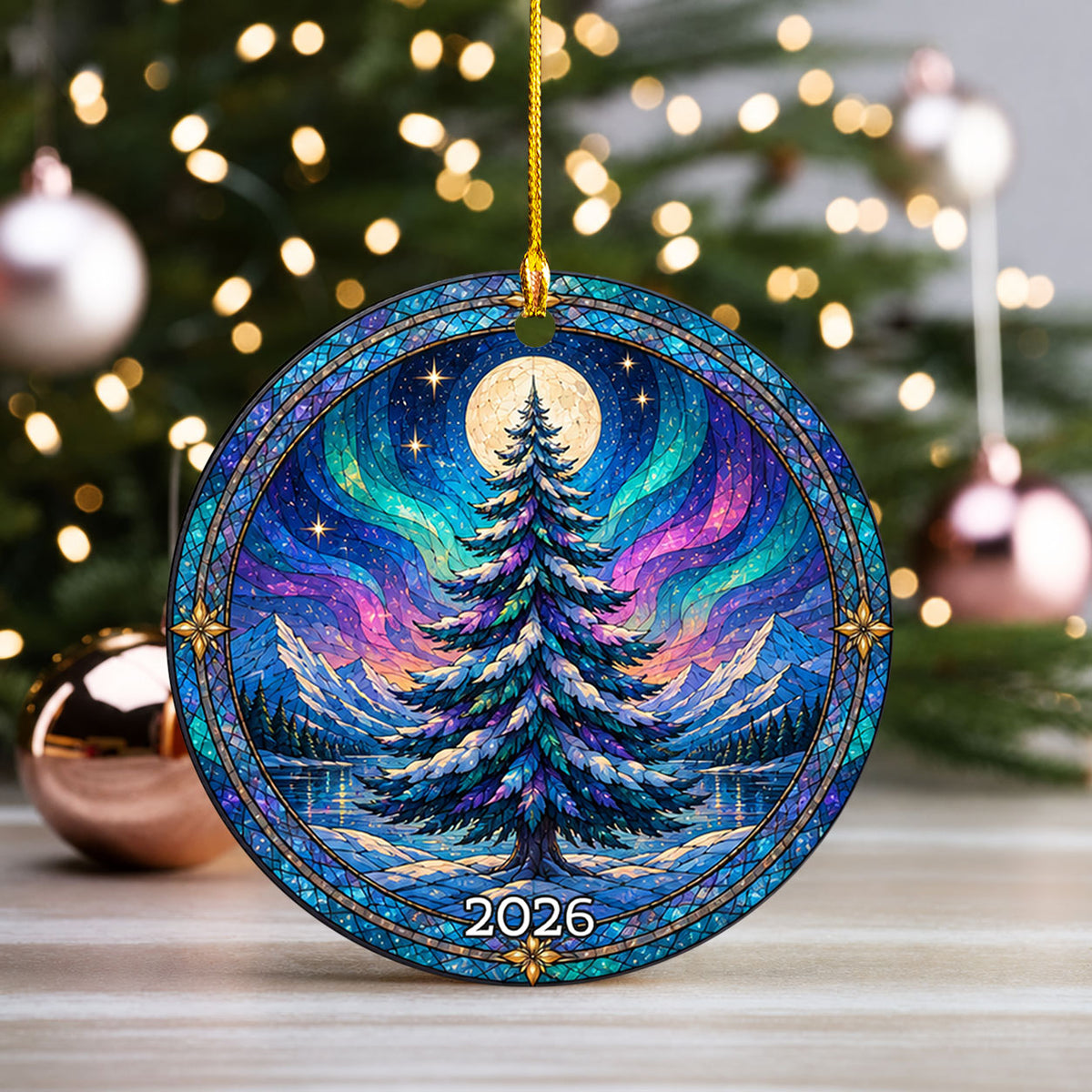 Christmas Tree Keepsake Ornament 2026, Northern Lights Holiday Ornament, Aurora Winter Decoration