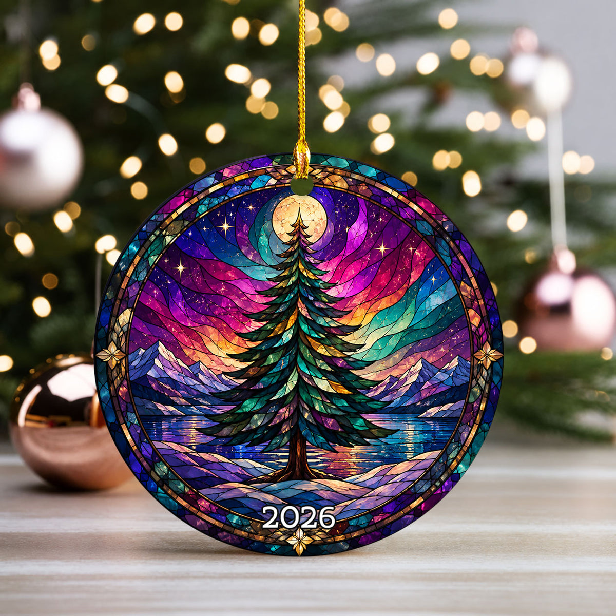 Northern Lights Christmas Tree Ornament 2026, Aurora Winter Landscape Ornament, Holiday Decoration