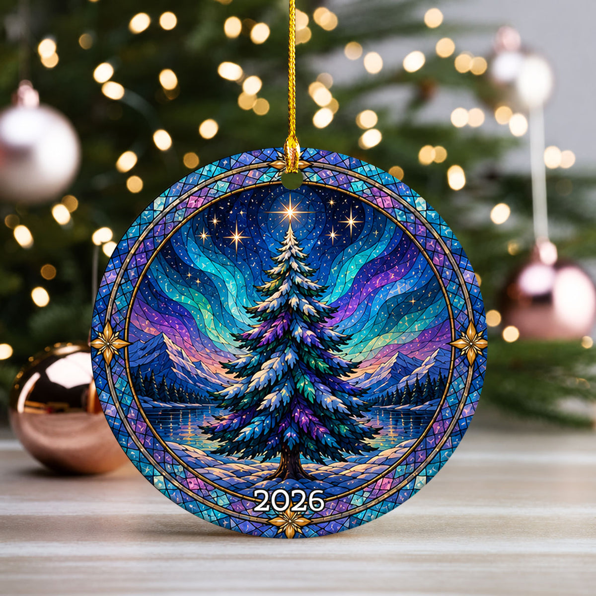 Christmas Tree Ornament 2026, Aurora Christmas Ornament, Winter Tree Decoration, Northern Lights Holiday Decor