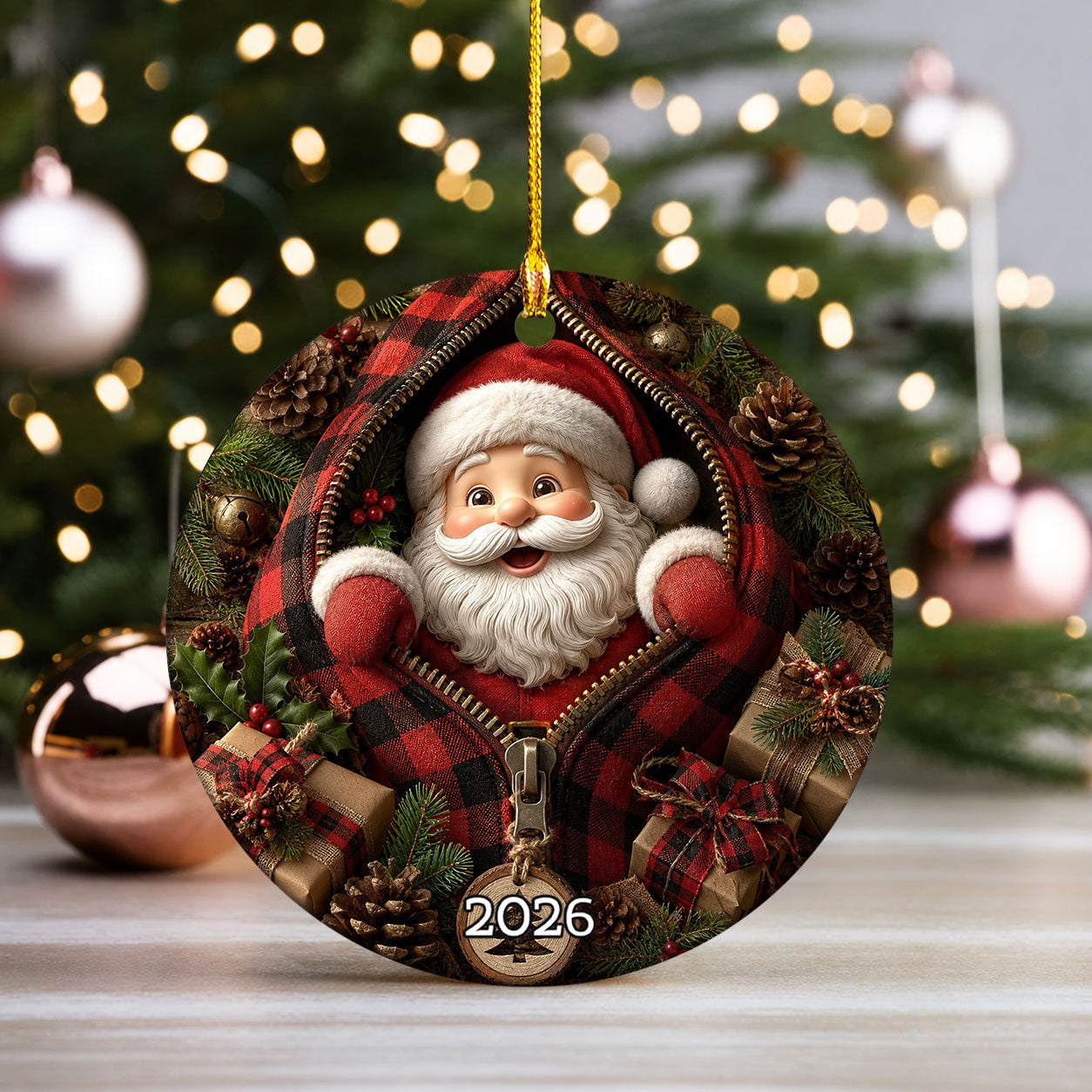 Christmas Ornament 2026 Santa Claus Design, Cute Holiday Tree Decoration, Xmas Keepsake Ornament