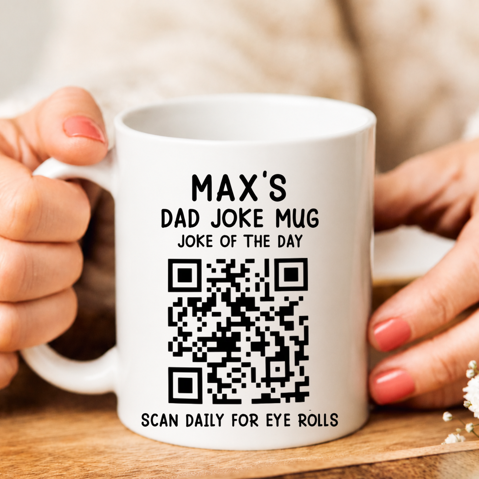 Custom Dad Joke Mug, Scan Daily For Dad Jokes, Funny Father Day Coffee Cup