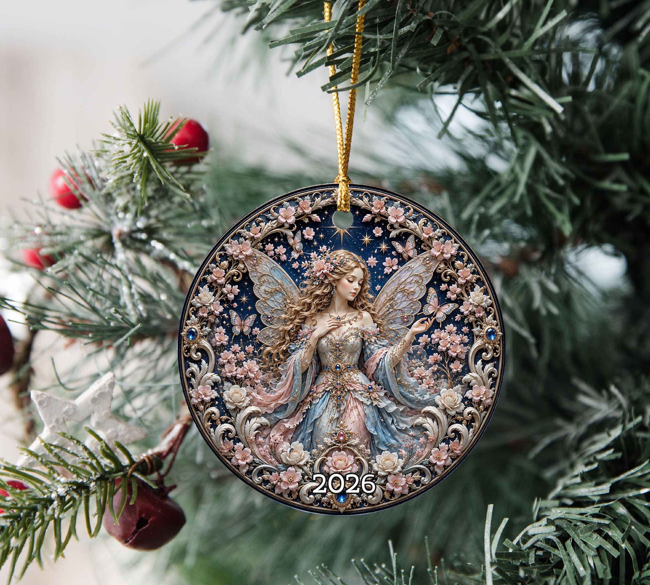 2026 Angel Christmas Ornament, Religious Christmas Tree Decoration, Ceramic Guardian Angel Ornament