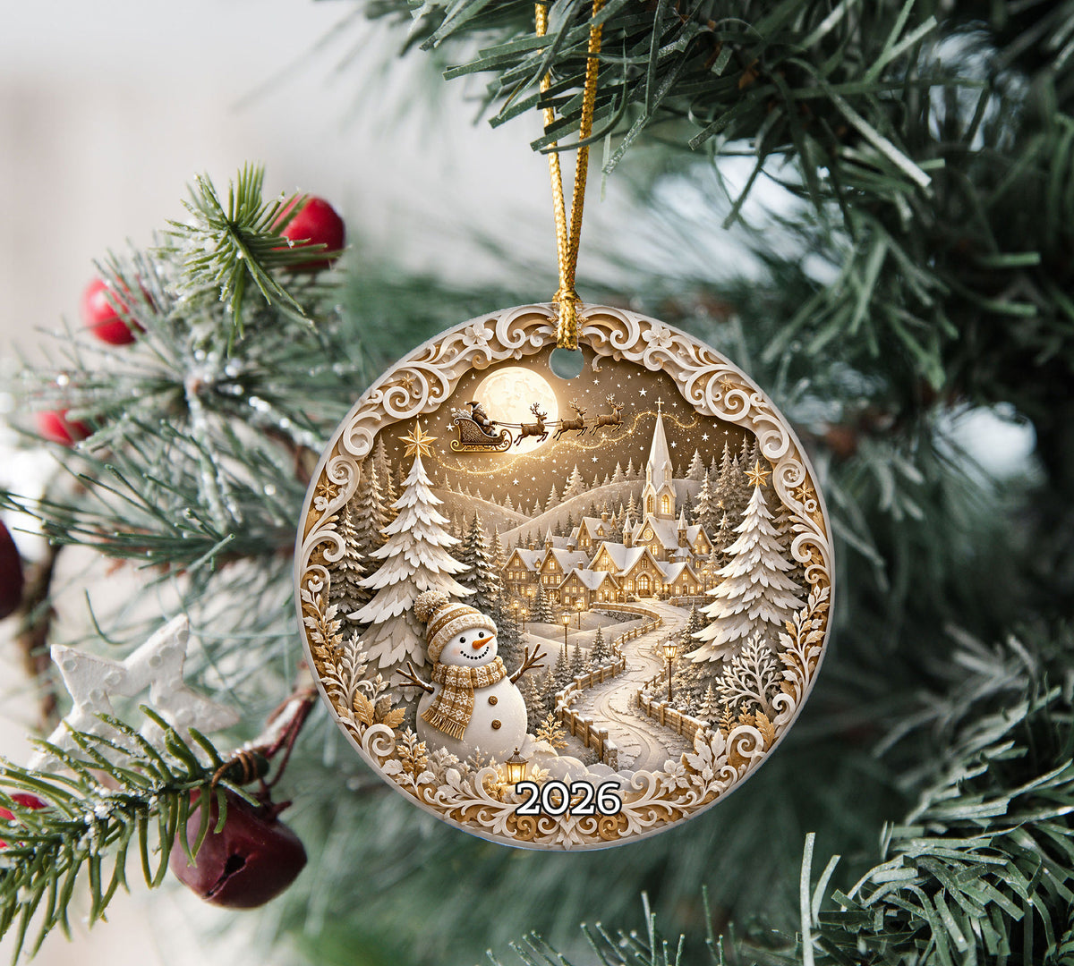 Snowman Keepsake Ornament 2026, Winter Christmas Ceramic Ornament, Holiday Tree Decoration, Festive Family Gift Idea