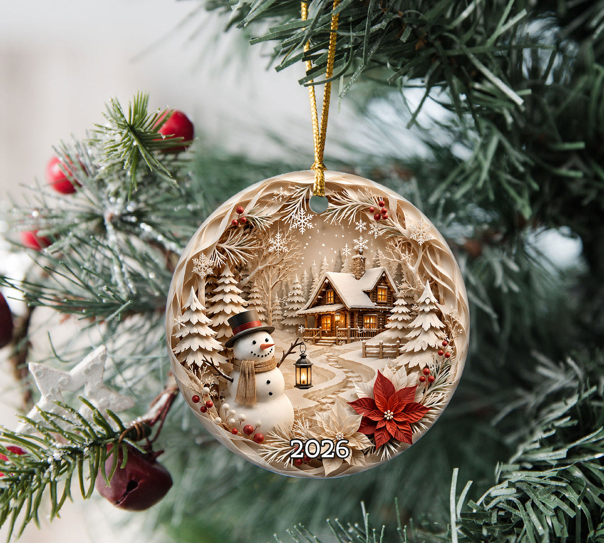 2026 Christmas Snowman Ornament, Festive Winter Tree Decoration, Holiday Keepsake Ornament, Cute Christmas Gift for Snowman Lovers