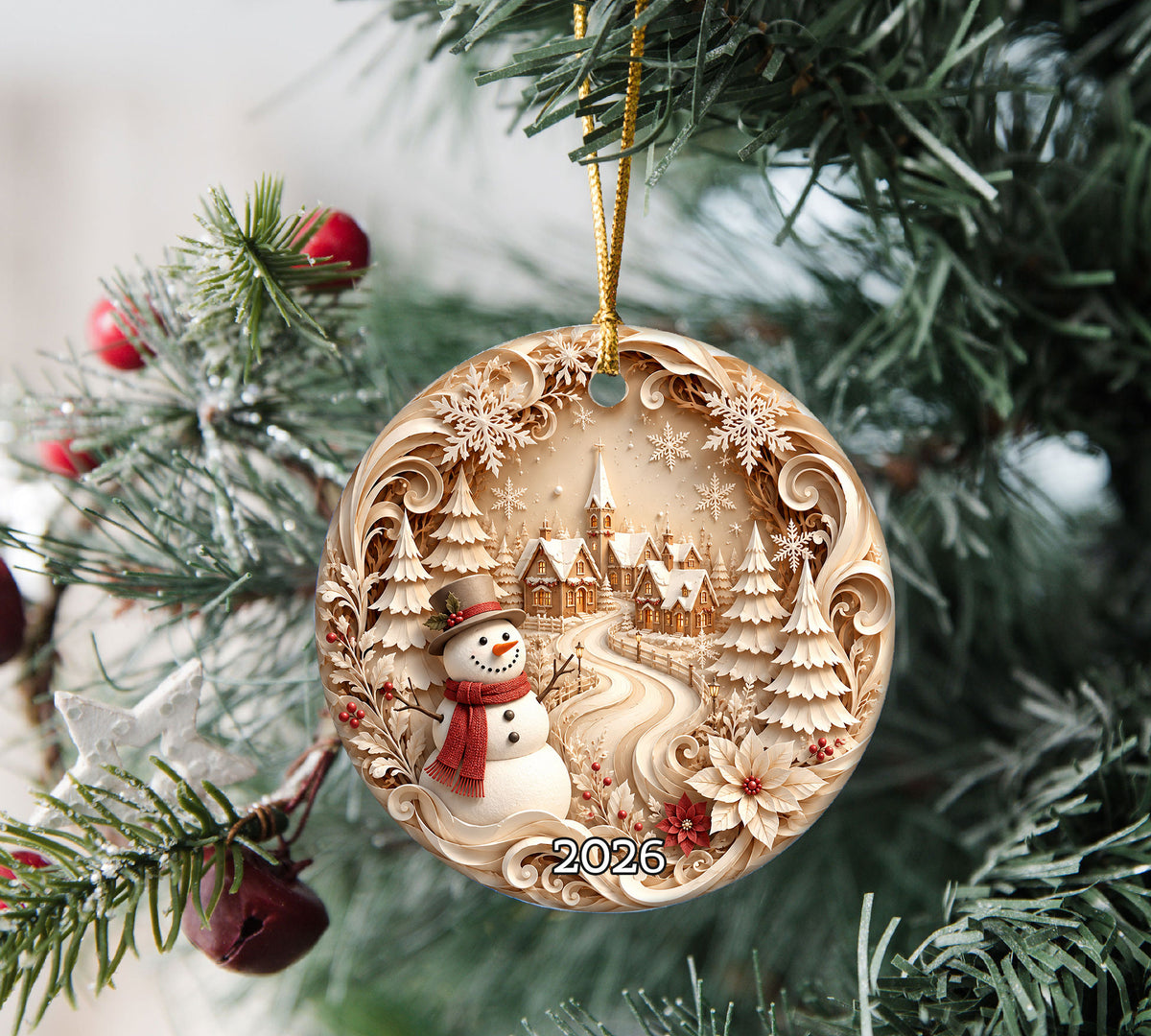 Snowman Christmas Tree Ornament 2026, Winter Holiday Keepsake Ornament, Cute Festive Decoration