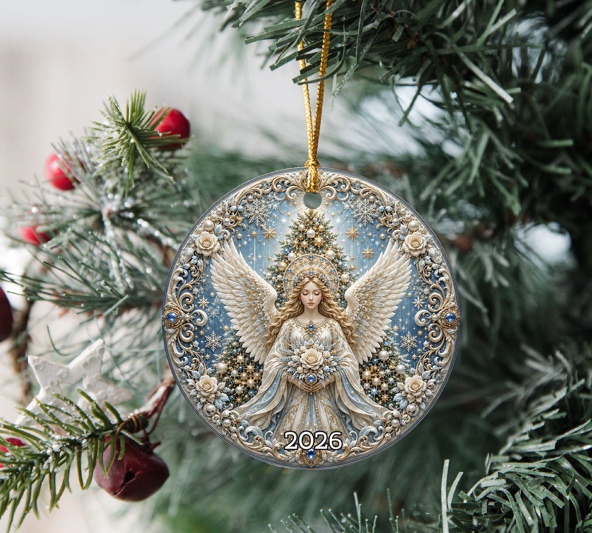 Angel Christmas Tree Ornament 2026, Religious Holiday Ornament, Ceramic Christmas Decoration, Christian Home Decor