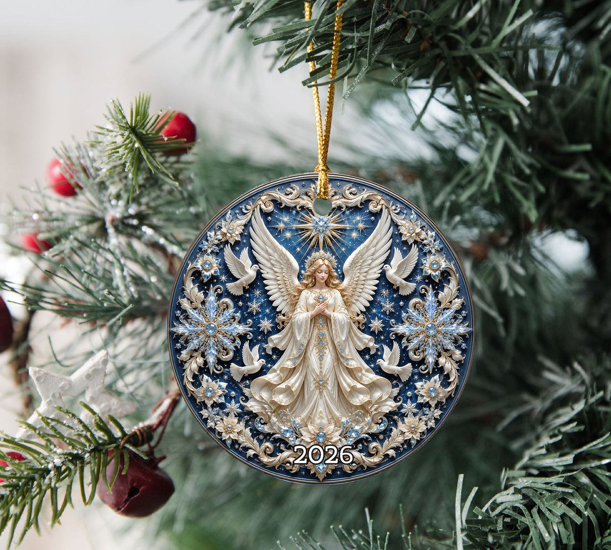 Guardian Angel Christmas Ornament 2026, Religious Tree Ornament, Ceramic Christmas Decoration, Holiday Keepsake