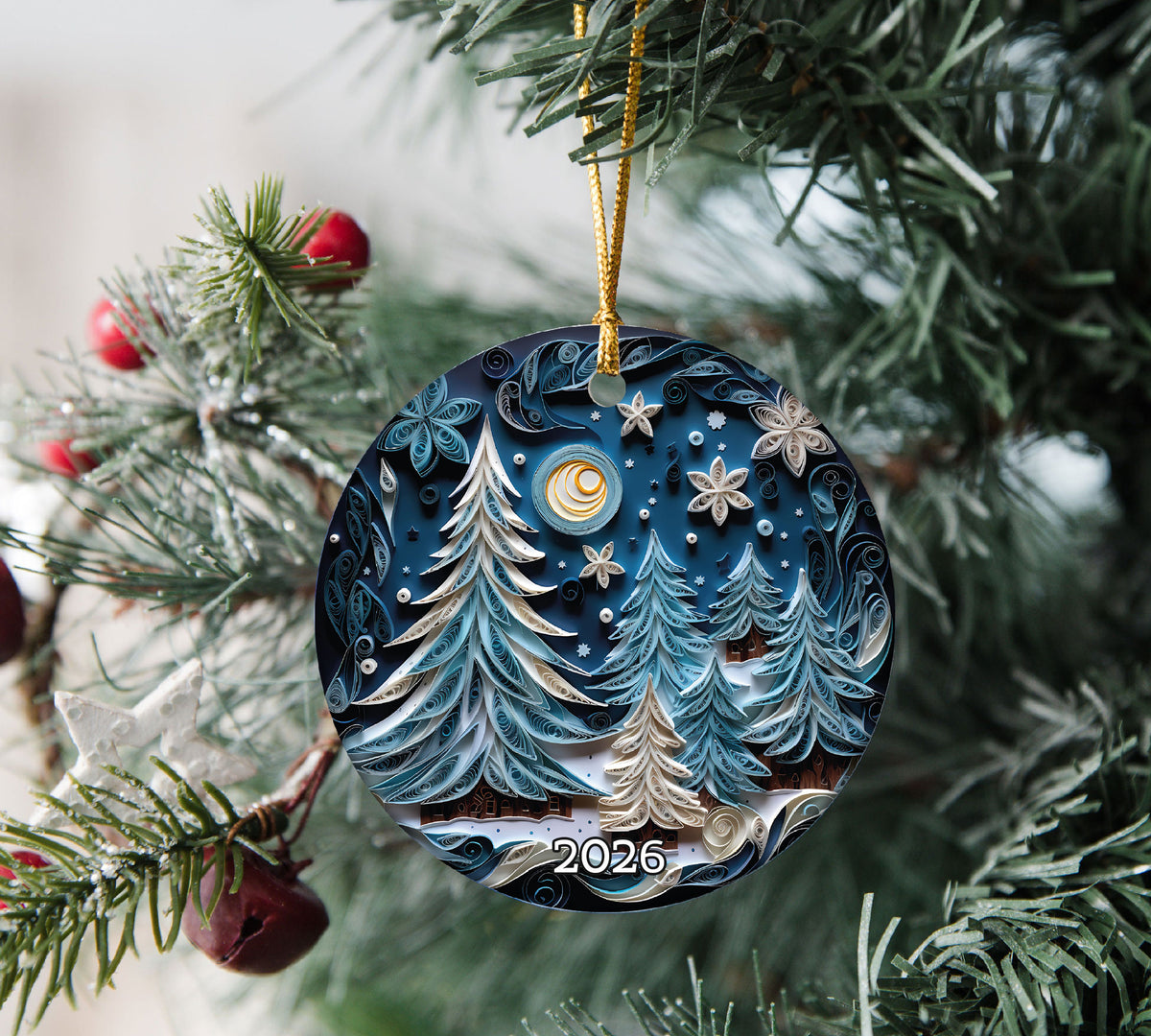Luxury Christmas Tree Ornament 2026, Elegant Ceramic Christmas Ornament, Holiday Tree Decoration, Keepsake Christmas Gift