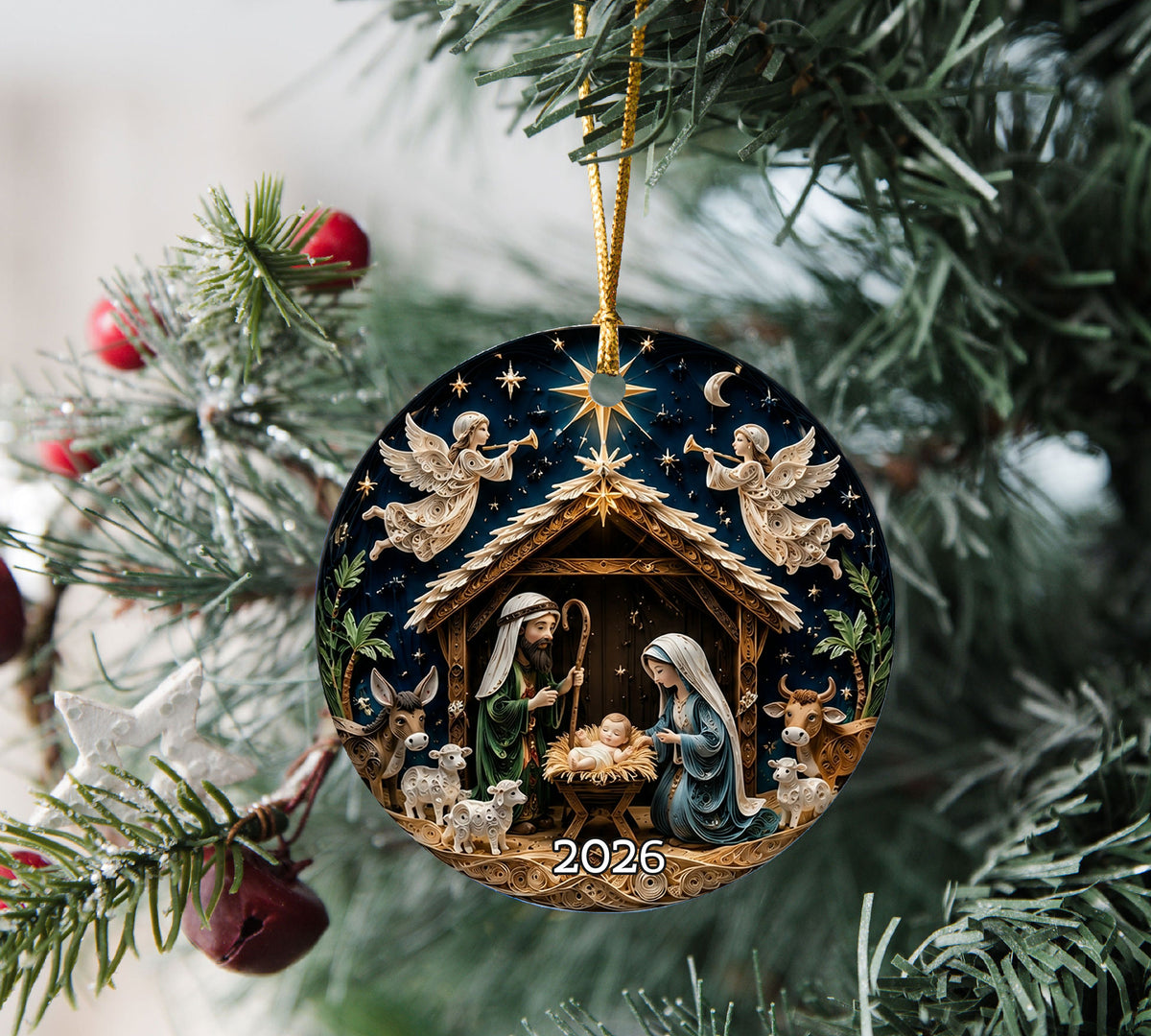 Holy Family Christmas Ornament 2026, Nativity Ornament, Christian Tree Decor, Religious Christmas Gift, Jesus Birth Keepsake Ornament