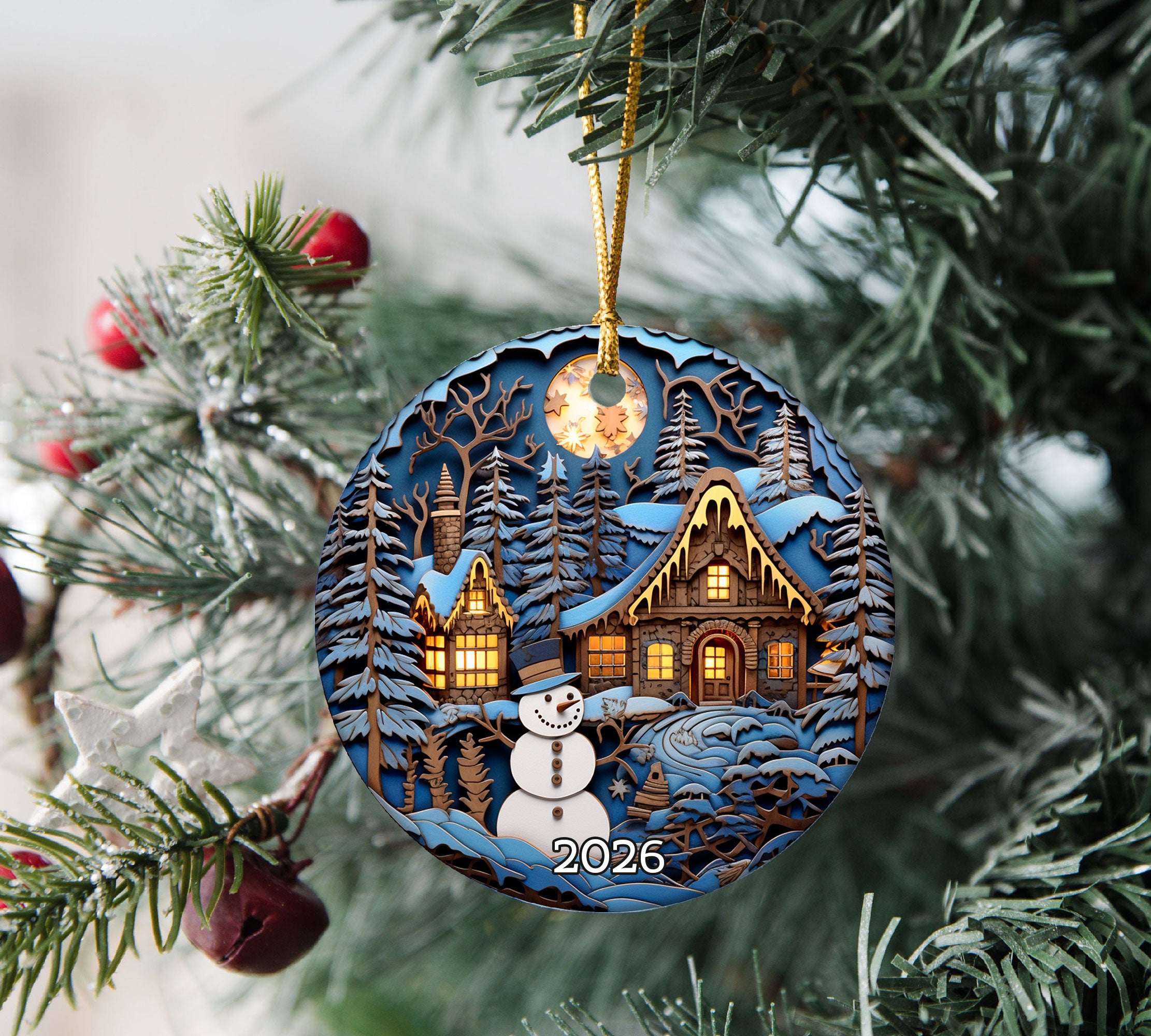 Rustic Snowman Ornament 2026, Christmas Ornament, Holiday Decoration, Christmas Tree Decor, Winter Decor, Christmas Keepsake Gift