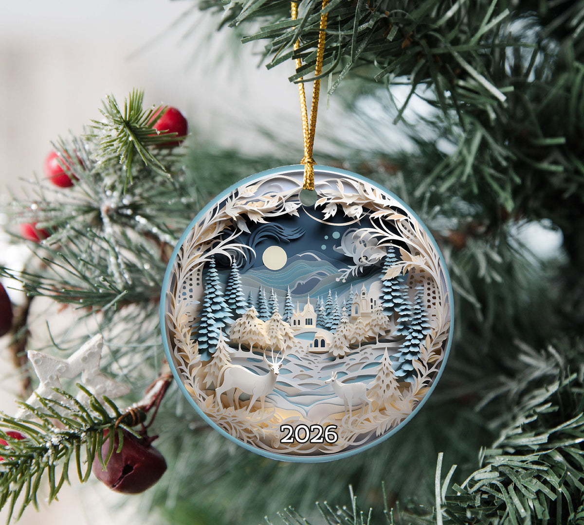 Winter Wonderland Christmas Ornament, Holiday Decor, Christmas Tree Decoration Festive Gift Idea