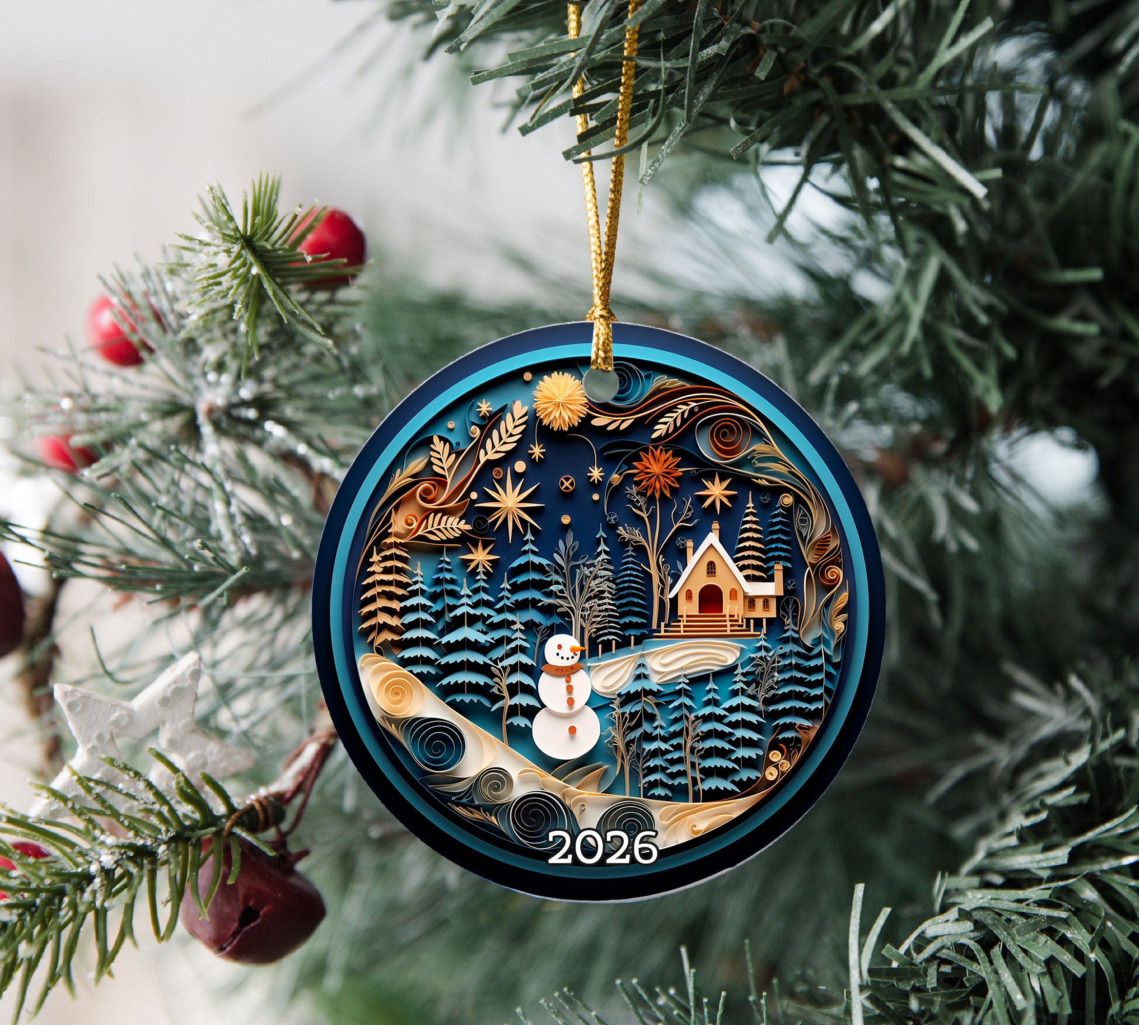 Winter Snowman Ornament 2026, Christmas Ornament, Holiday Decor, Christmas Tree Decoration, Seasonal Keepsake, Christmas Gift