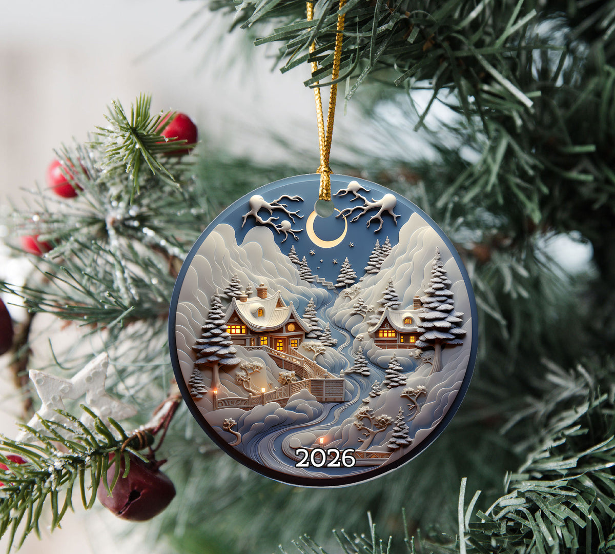 Peaceful Winter Landscape Ornament 2026, Christmas Tree Ornament, Holiday Decoration, Acrylic Keepsake, Xmas Gift, Christmas Decor