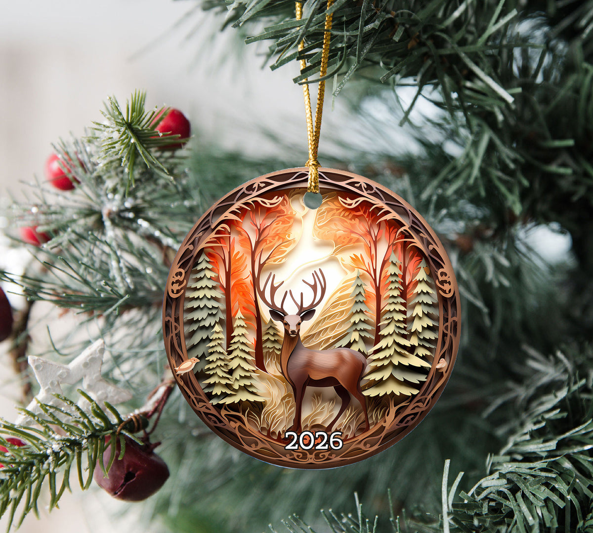 Deer Rustic Ornament 2026, Christmas Ornament, Holiday Decoration, Christmas Tree Decor, Winter Decor, Christmas Keepsake Gift