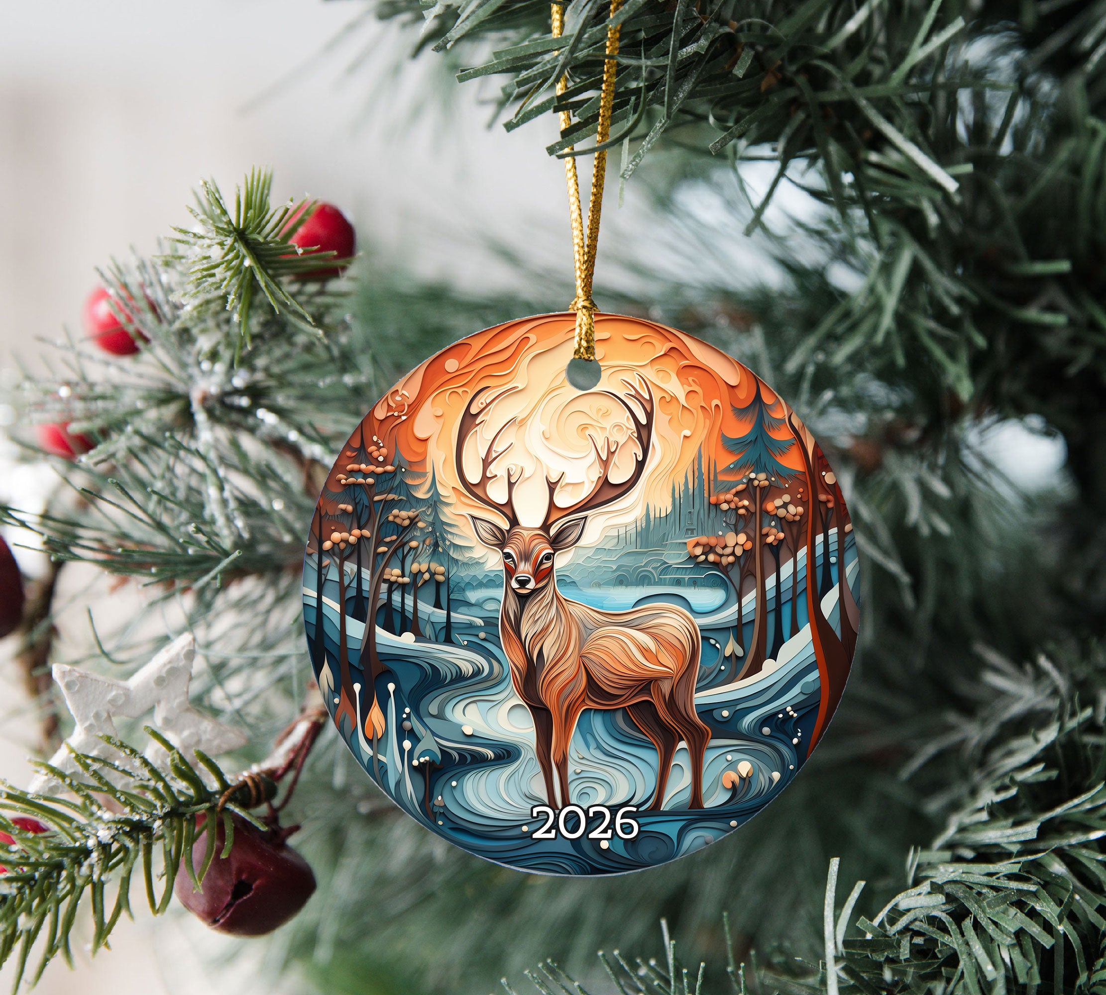 Paper Quilling Deer Ornament 2026, Christmas Ornament, Woodland Christmas Decor, Deer Christmas Gift, Holiday Keepsake, Nature Lover Gift