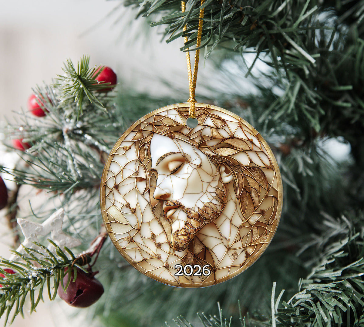 Jesus Christ Portrait Ornament 2026, Christian Christmas Ornament, Faith Keepsake Gift, Religious Tree Decor, Christmas Gift Idea, Faith Home Decor, Faith Home Decor