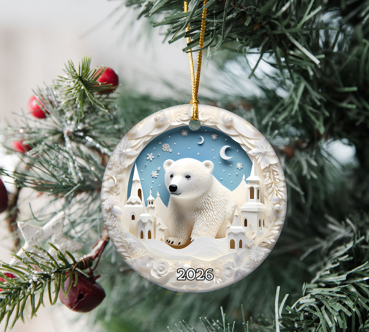 Cute Polar Bear Christmas Ornament, Arctic Winter Animal Decor, Christmas Tree Keepsake, Holiday Gift 2026, Seasonal Keepsake, Christmas Gift Idea