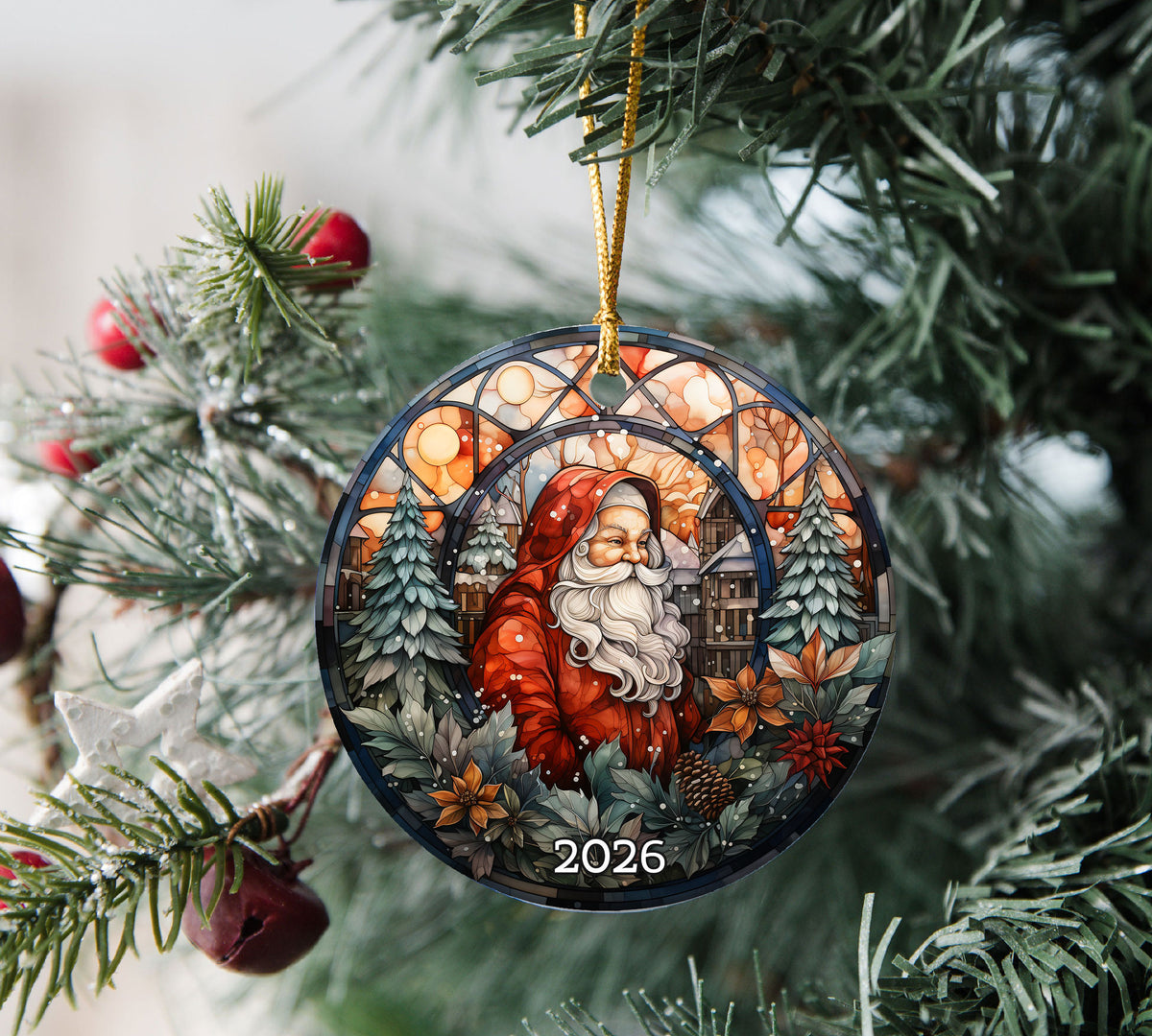 Vintage Santa Christmas Ornament, Santa Claus Holiday Decoration, Tree Hanging Ornament, Christmas Gift, 2026 Keepsake