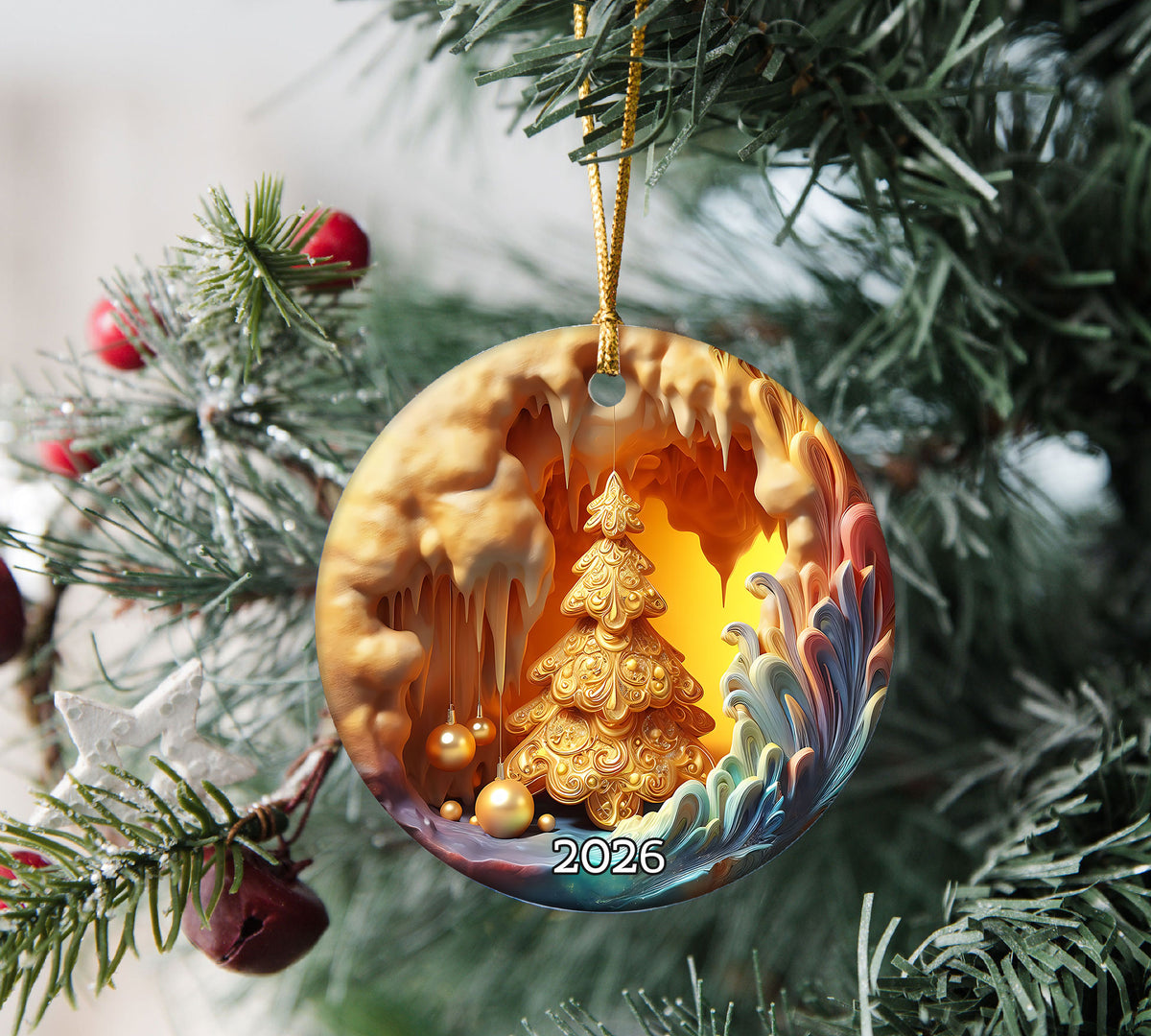 Elegant Xmas Tree Ornament, 2026 Christmas Decoration, Holiday Gift for Family, Holiday Ornament
