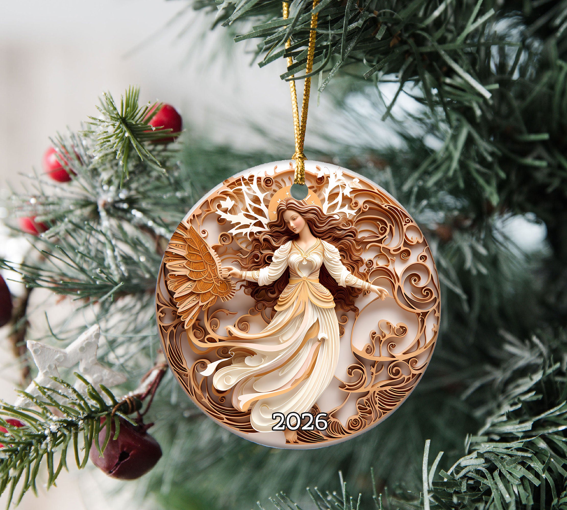 Celestial Angel Keepsake Gift, Christmas Ornament 2026, Christmas Tree Decor, Holiday Ornament, Winter Keepsake, Seasonal Gift