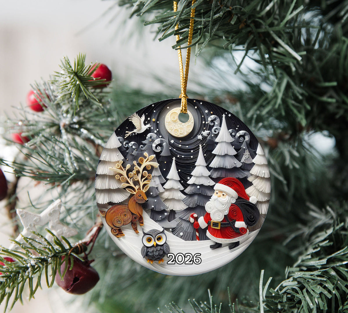 Jolly Santa Ornament 2026, Christmas Tree Decoration, Vintage Holiday Keepsake, Santa Claus Christmas Gift, Holiday Keepsake, Christmas Gift