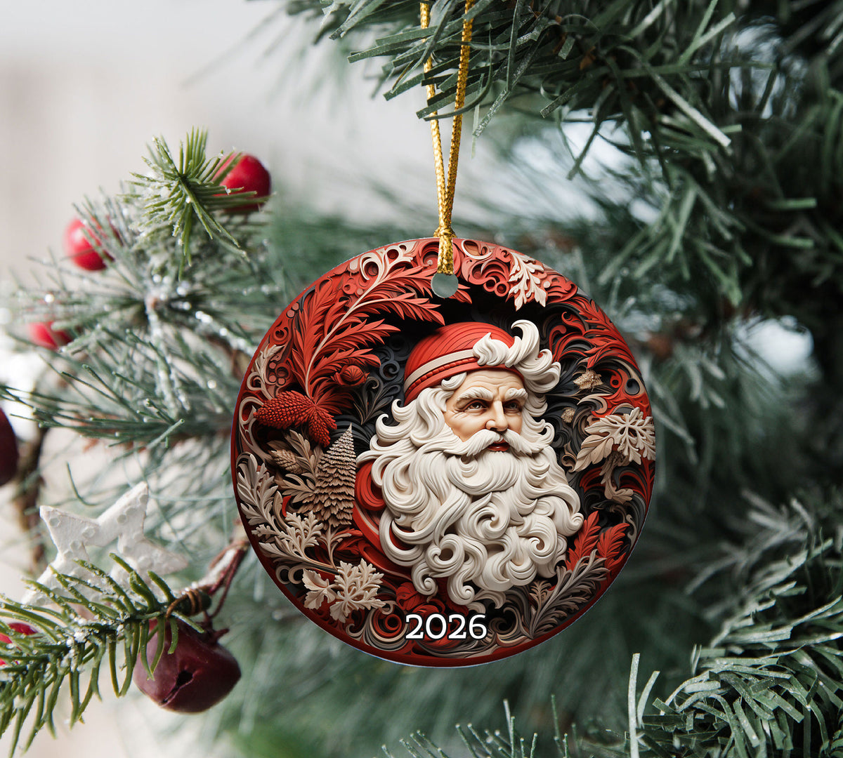 Christmas Ornament 2026, Santa Claus Ornament, Holiday Keepsake Gift, Xmas Tree Decoration, Christmas Decor, Winter Decor