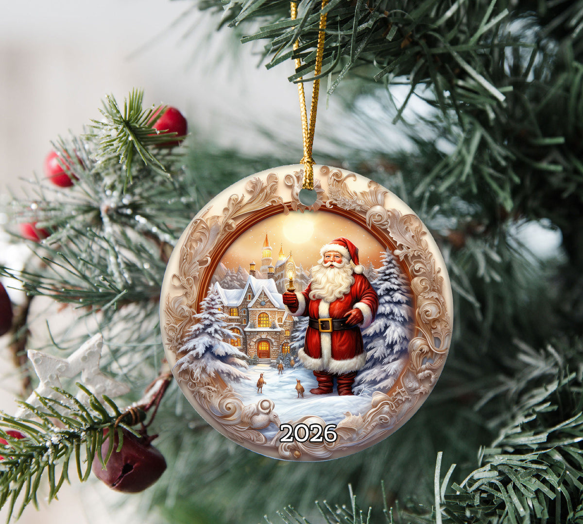 Santa Claus Christmas Ornament 2026, Vintage Santa Keepsake Ornament, Christmas Tree Decoration, Holiday Gift For Family