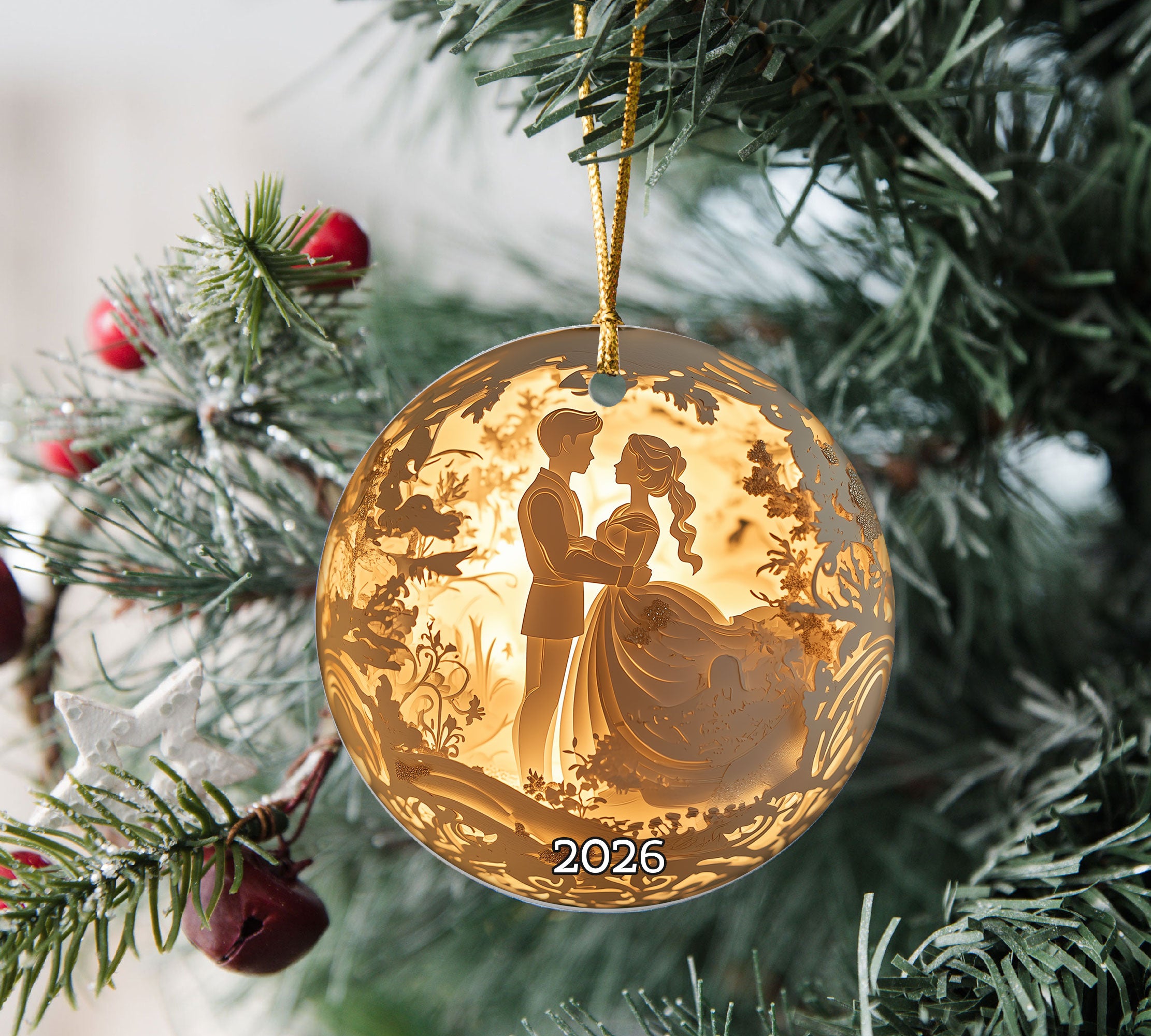 2026 Romantic Couple Christmas Ornament, Love Keepsake Ornament, Wedding Christmas Gift, Anniversary Tree Decor
