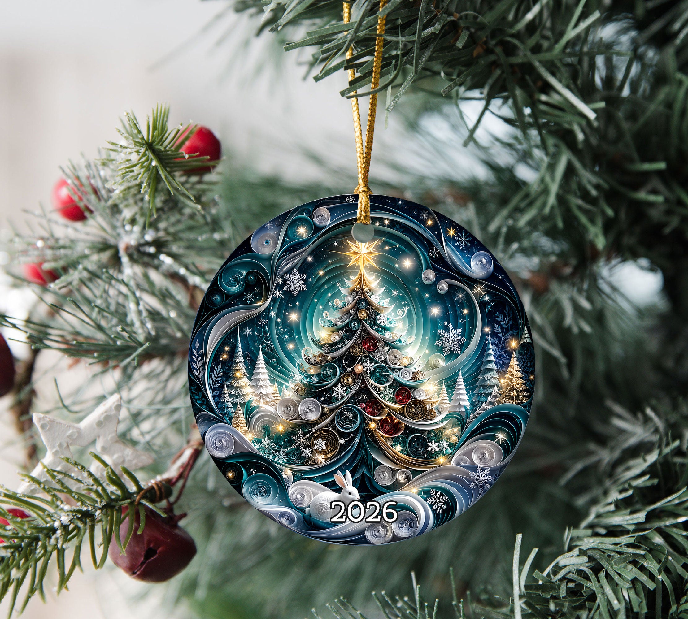 Blue Christmas Ornament 2026, Christmas Tree Decoration, Winter Holiday Decor, Xmas Keepsake Ornament