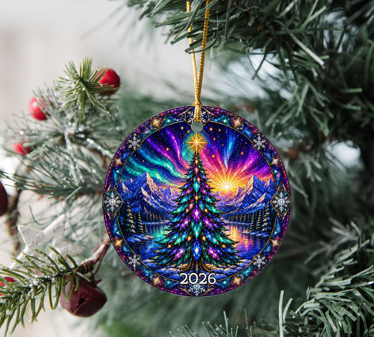 Aurora Christmas Tree Ornament 2026, Winter Landscape Ornament, Holiday Christmas Decor, Northern Lights Tree Decoration