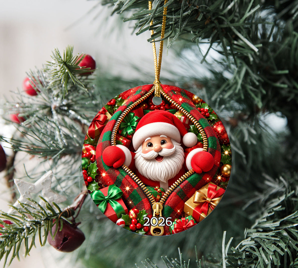 Christmas Santa Ornament 2026, Festive Santa Claus Tree Ornament, Holiday Decoration, Christmas Keepsake
