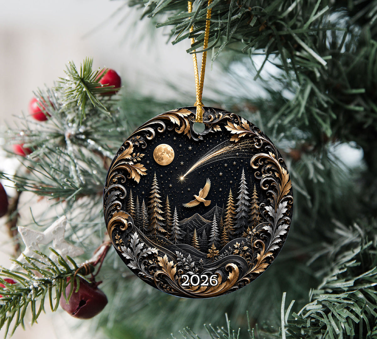 Christmas Dove Ornament 2026, Peace Dove Christmas Ornament, Nativity Star Ornament, Winter Forest Decor
