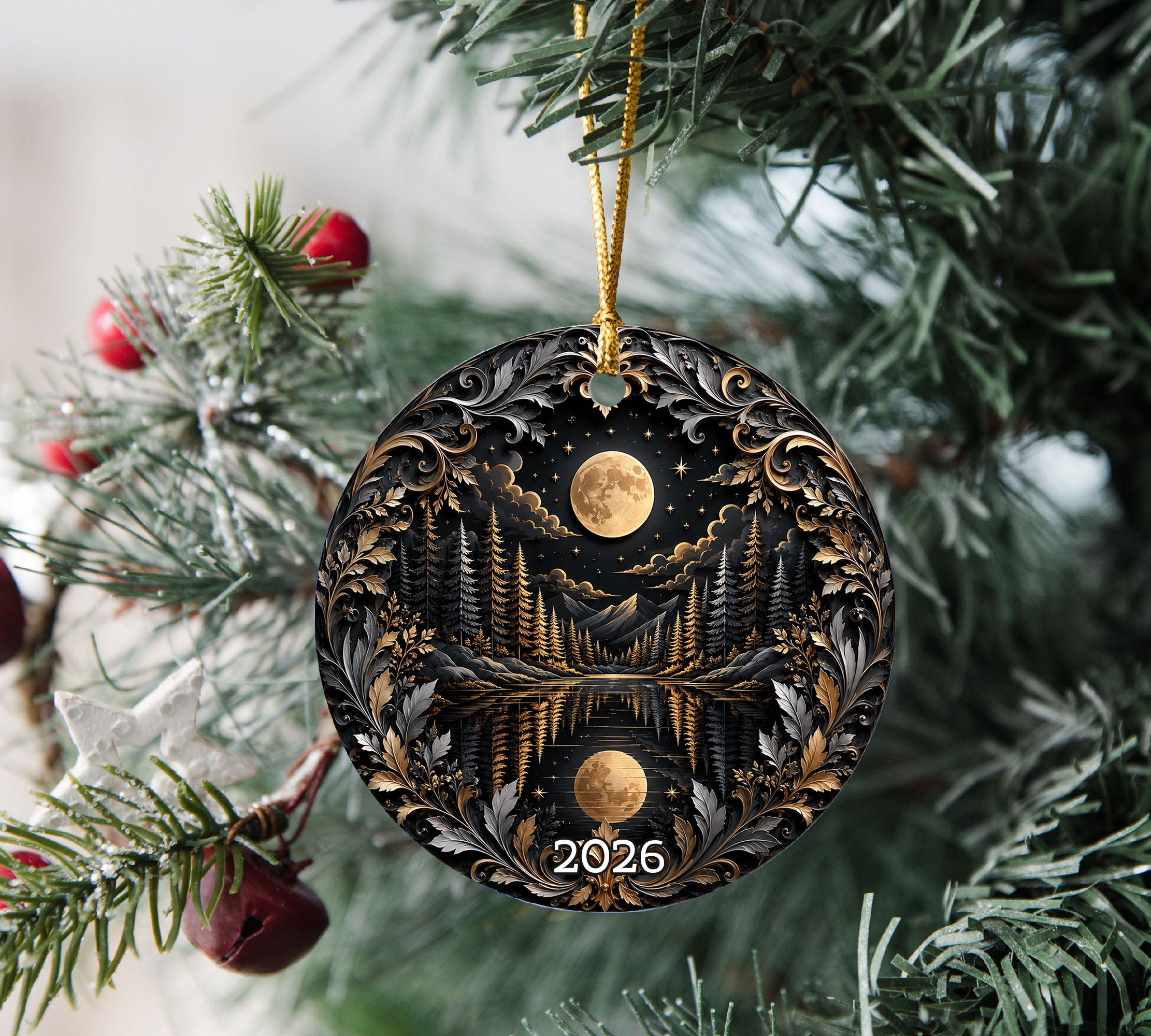 Christmas Ornament 2026, Moon Ornament, Winter Christmas Tree Decoration, Holiday Keepsake, Christian Christmas Gift Idea