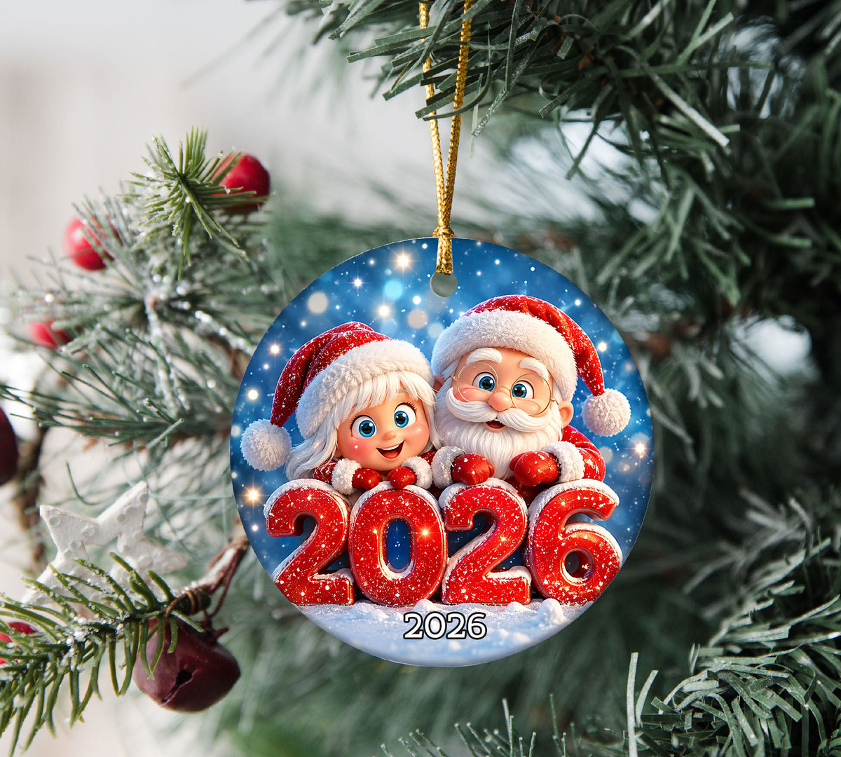 Santa and Girl Christmas Ornament 2026, Cute Santa Ornament, Christmas Tree Decoration, Holiday Keepsake Gift