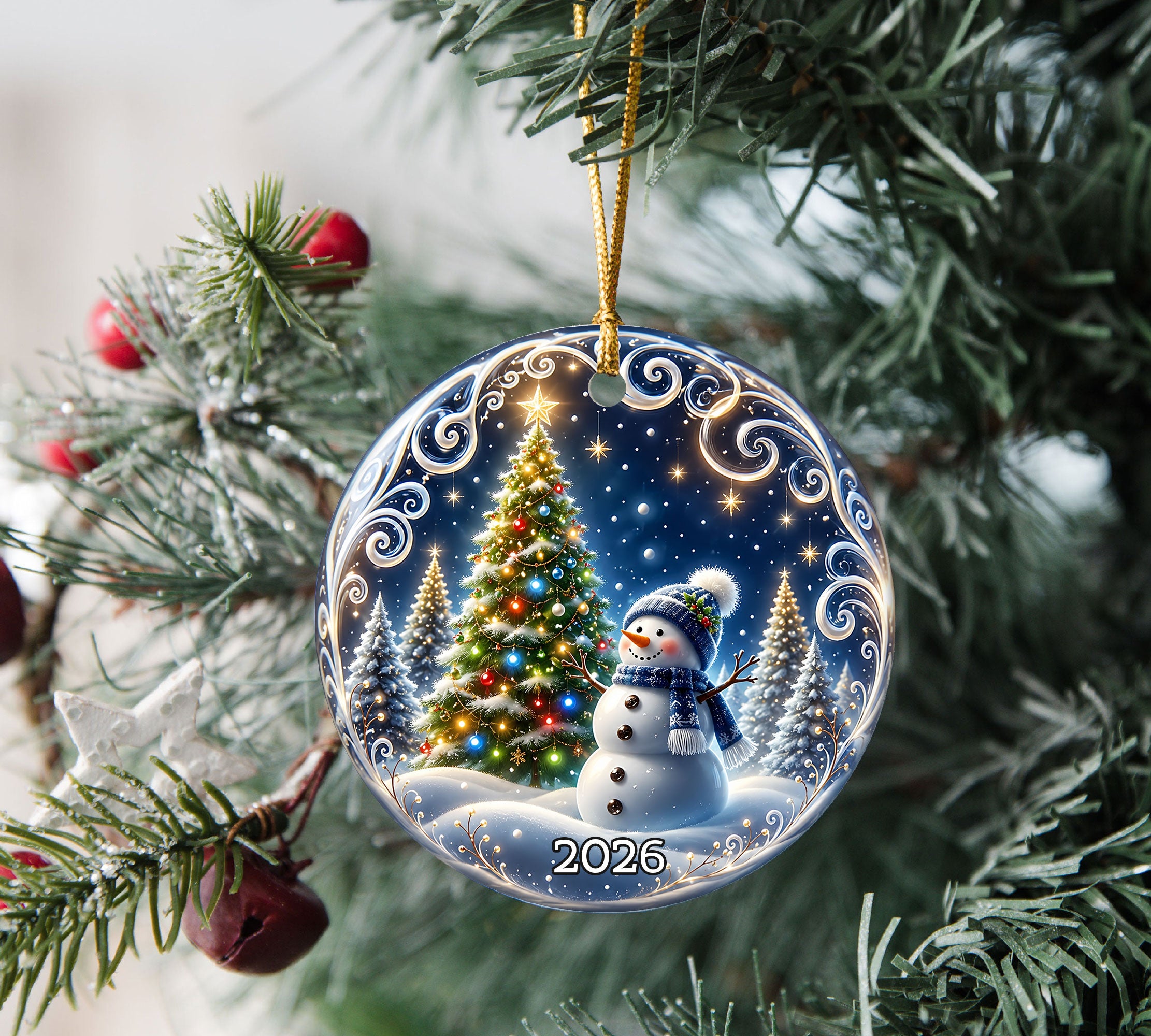Snowman Christmas Tree Ornament 2026, Winter Holiday Ornament, Christmas Decoration, Family Keepsake Gift
