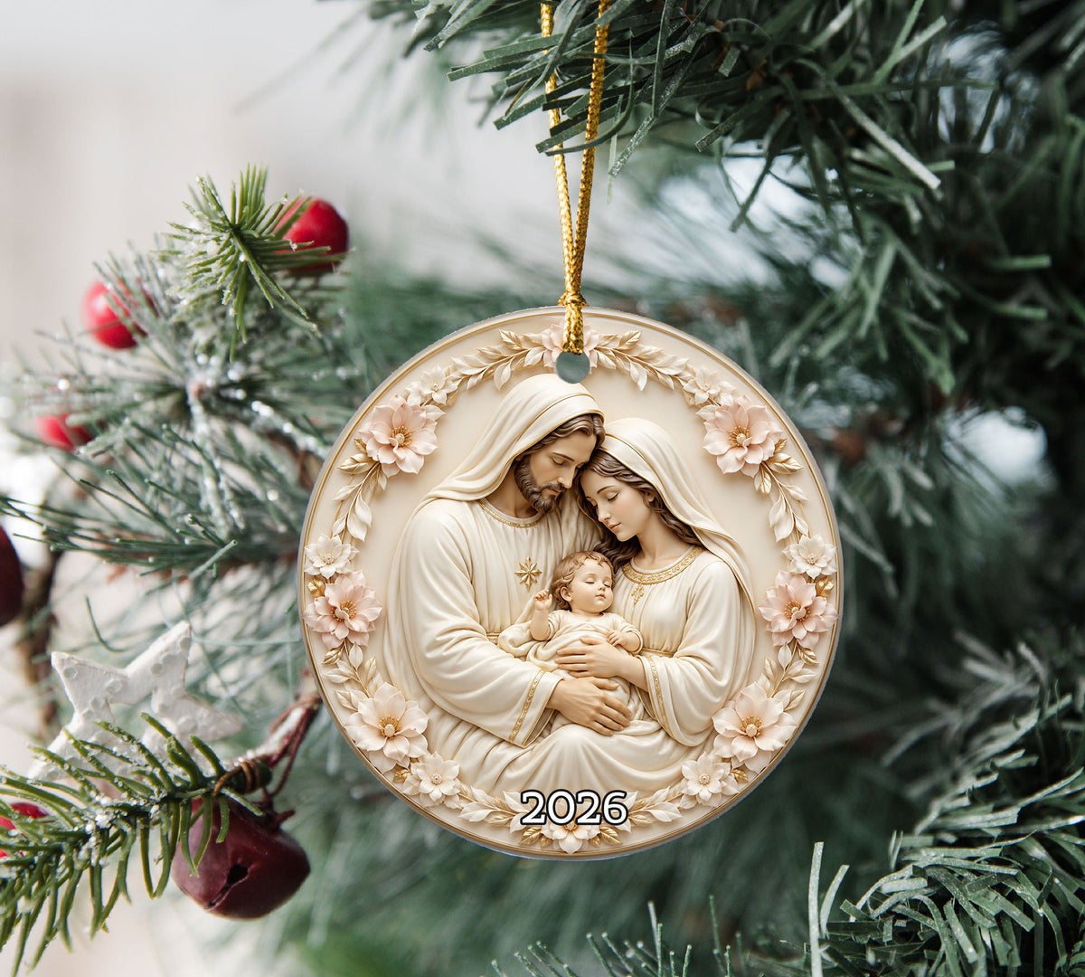Baby Jesus Christmas Ornament 2026, Holy Family Nativity Scene Ornament, Religious Christmas Tree Decoration