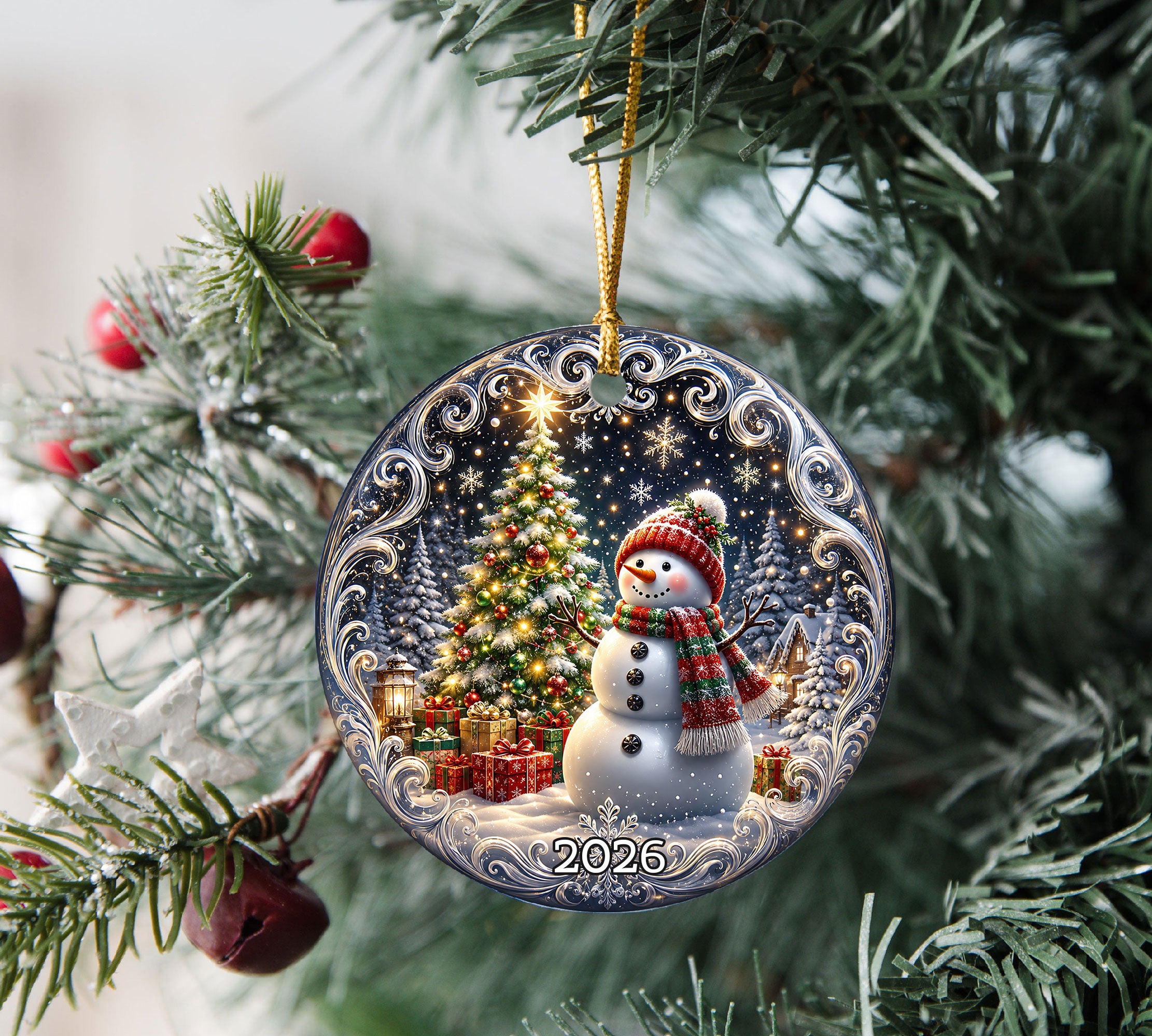 Blue Winter Christmas Ornament 2026, Snowman Tree Ornament, Holiday Keepsake Decoration, Christmas Gift