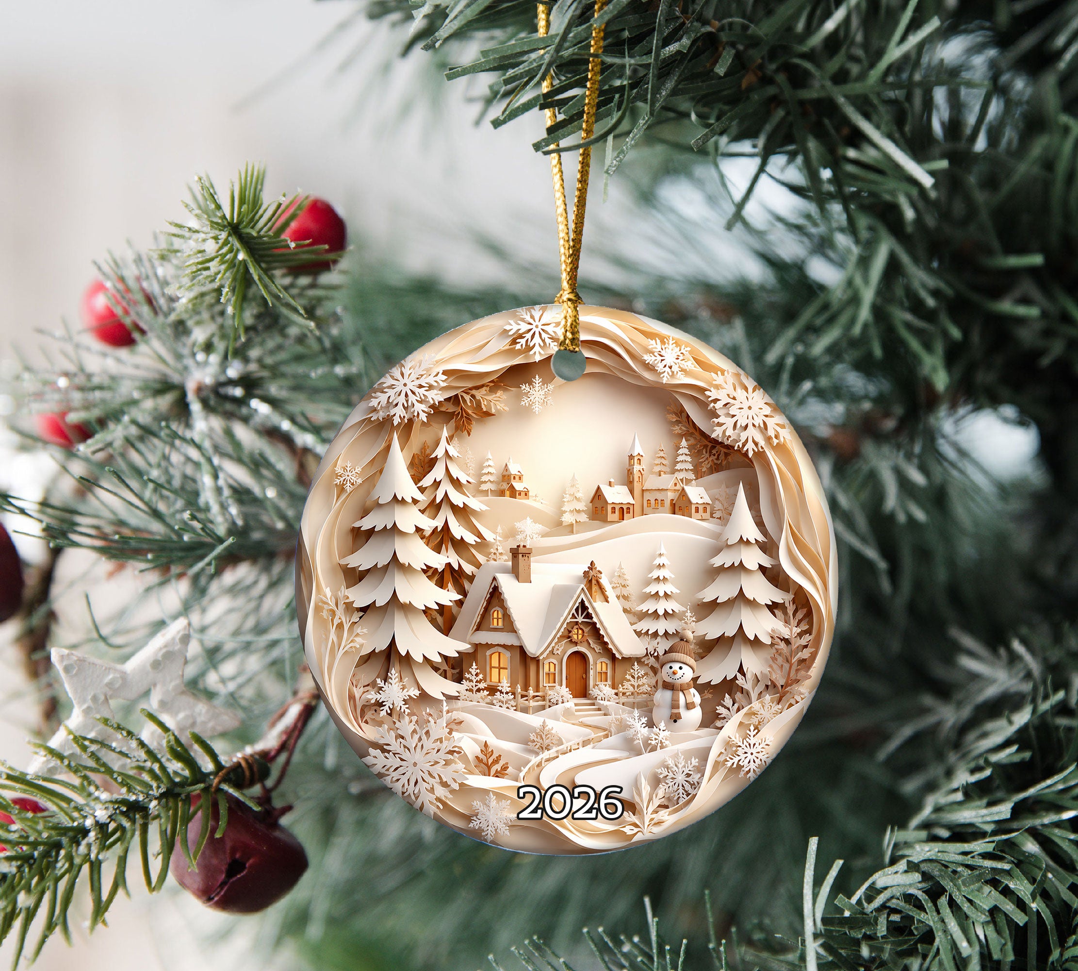 Snowman Holiday Ornament 2026, Winter Village Christmas Tree Ornament, Christmas Decoration