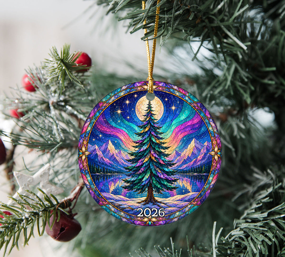Aurora Borealis Christmas Ornament 2026, Christmas Tree Ornament, Winter Landscape Decoration