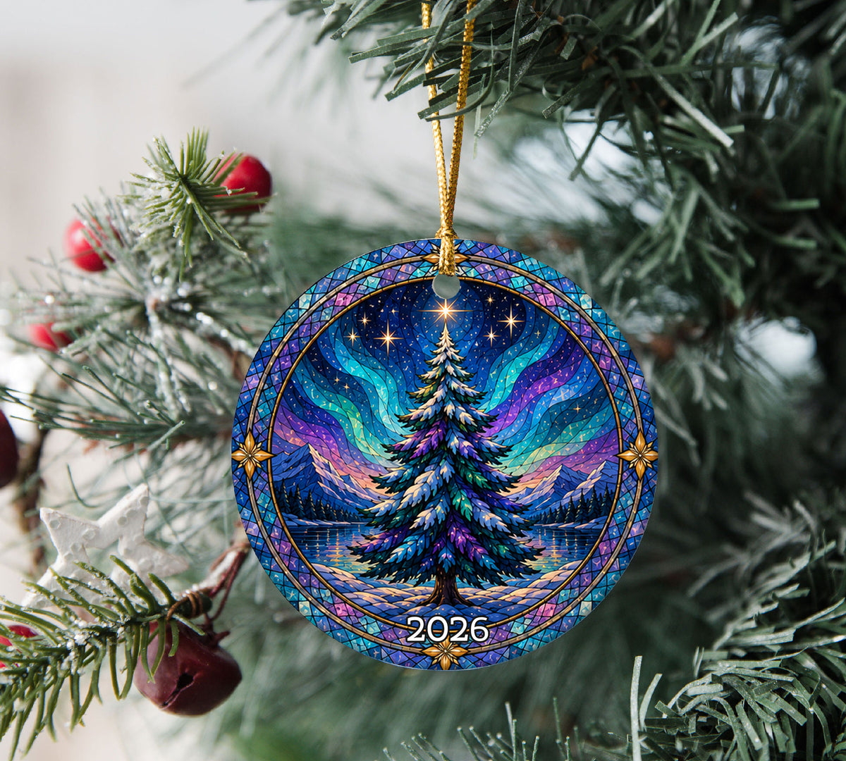 Christmas Tree Ornament 2026, Aurora Christmas Ornament, Winter Tree Decoration, Northern Lights Holiday Decor