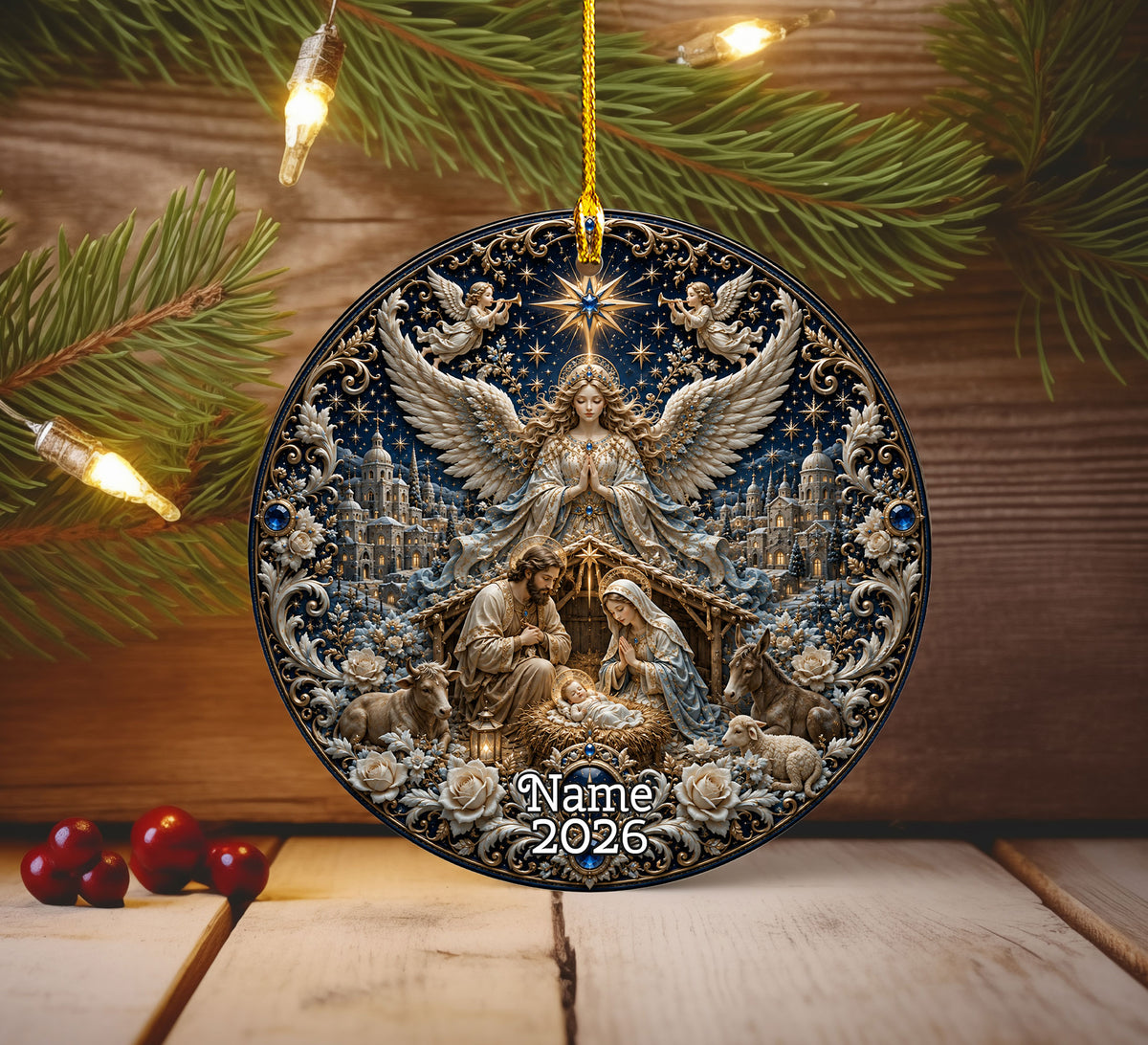 Nativity Scene Christmas Ornament 2026, Holy Family Ornament, Christian Christmas Decor, Religious Tree Ornament