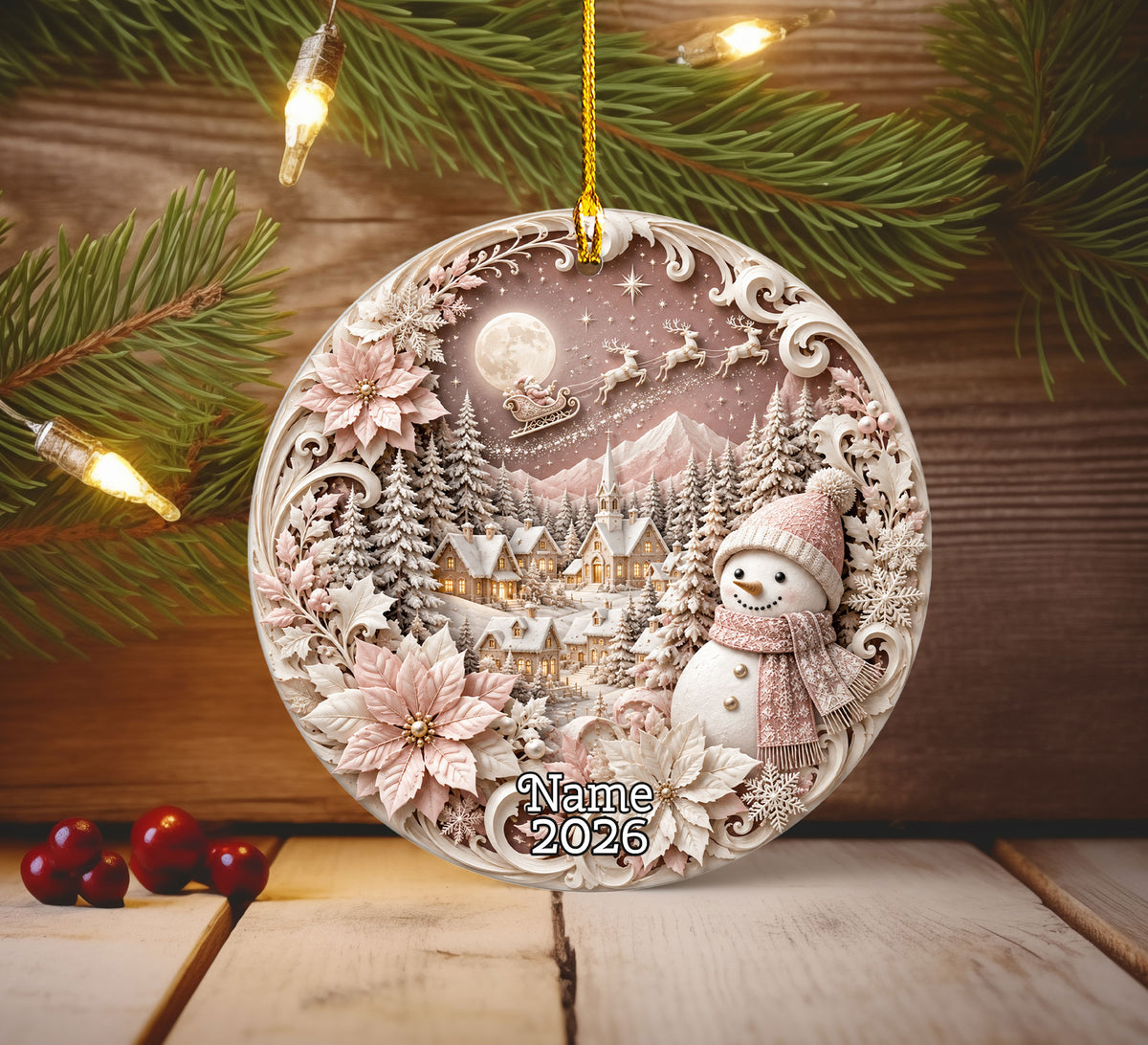 Snowman Christmas Ornament 2026, Cute Snowman Ceramic Ornament, Winter Holiday Tree Decoration, Christmas Keepsake Gift