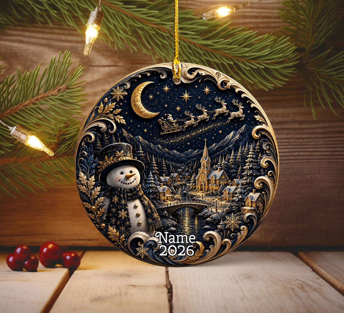 Snowman Christmas Ornament 2026, Cute Snowman Ceramic Ornament, Winter Holiday Tree Decoration