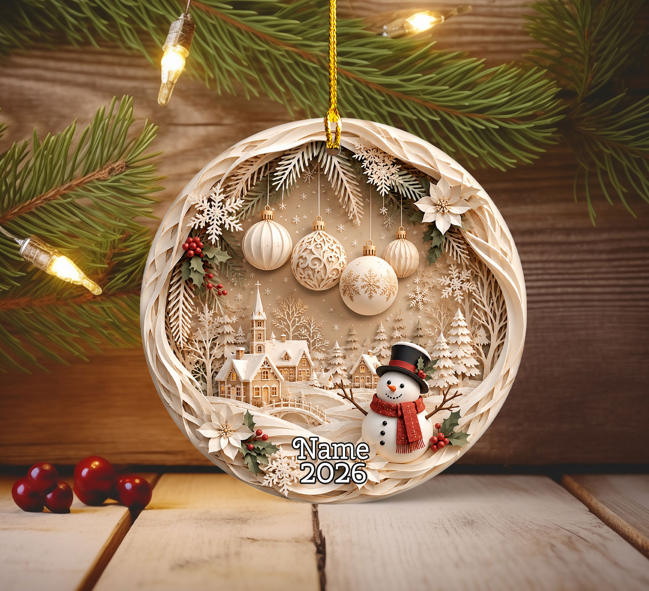 Cute Snowman Christmas Ornament 2026, Winter Wonderland Ornament, Holiday Tree Decoration