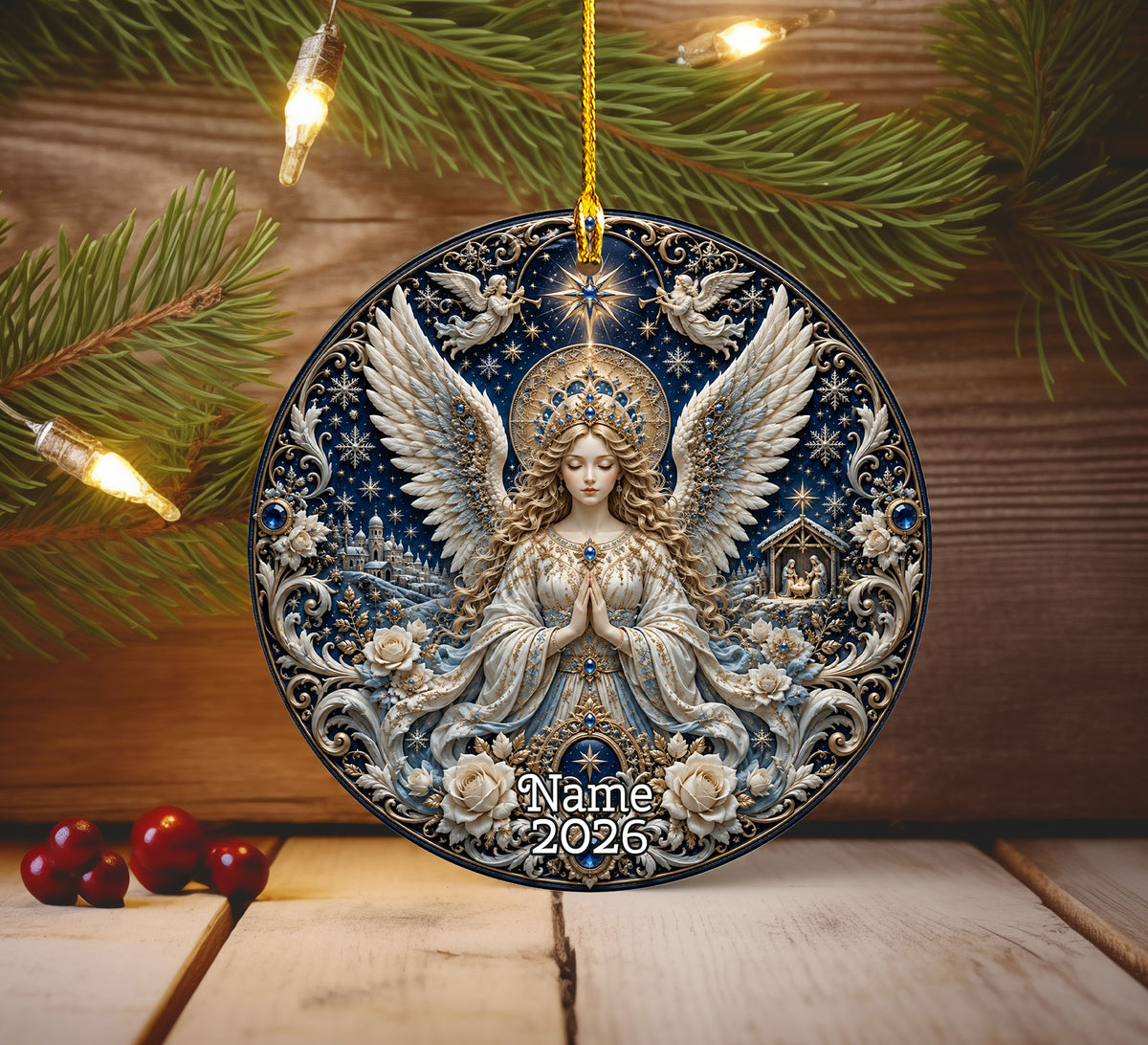 Guardian Angel Christmas Ornament 2026, Religious Ceramic Tree Ornament, Christmas Keepsake
