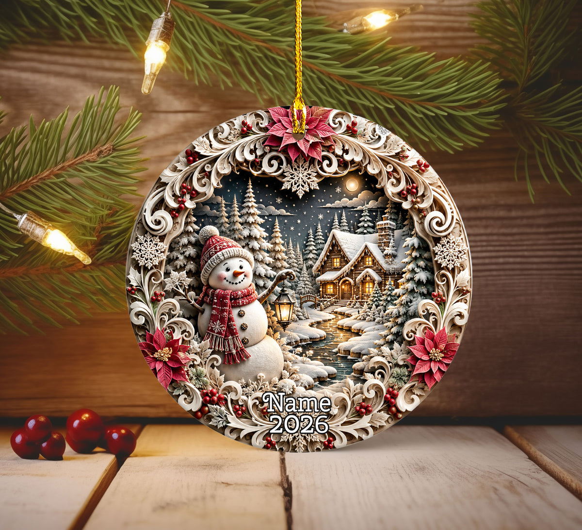 Snowman Christmas Ornament 2026, Cute Snowman Ceramic Ornament, Winter Holiday Tree Decoration