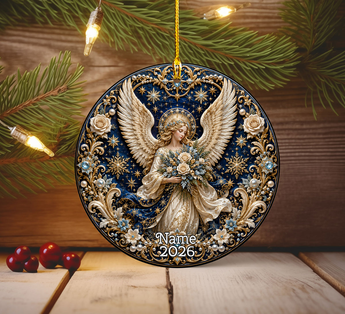 Christmas Angel Ornament 2026, Religious Guardian Angel Ceramic Tree Ornament, Holiday Decoration, Christian Christmas Keepsake Gift
