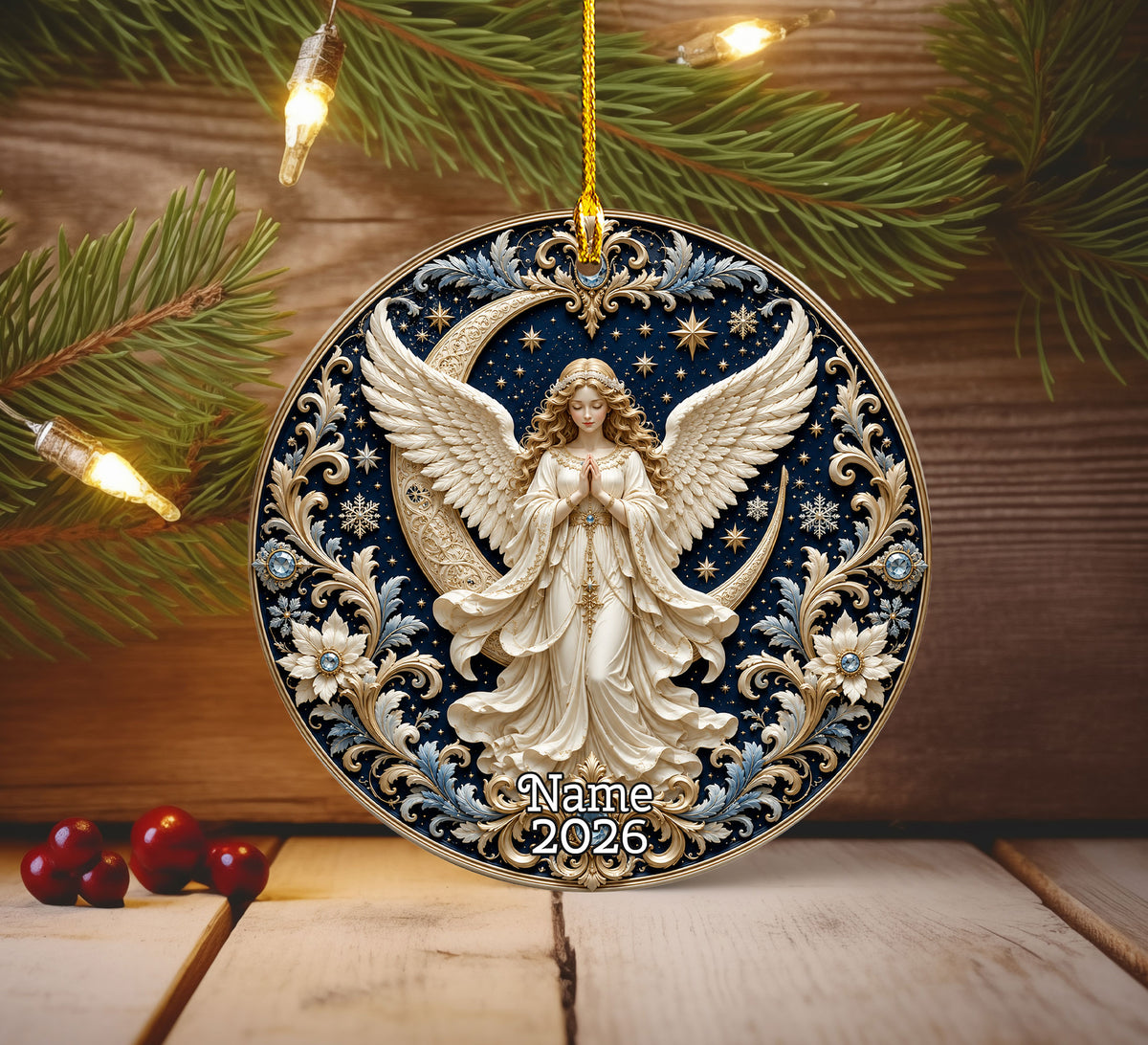 Angel Christmas Ornament 2026, Guardian Angel Christmas Tree Ornament, Ceramic Holiday Ornament